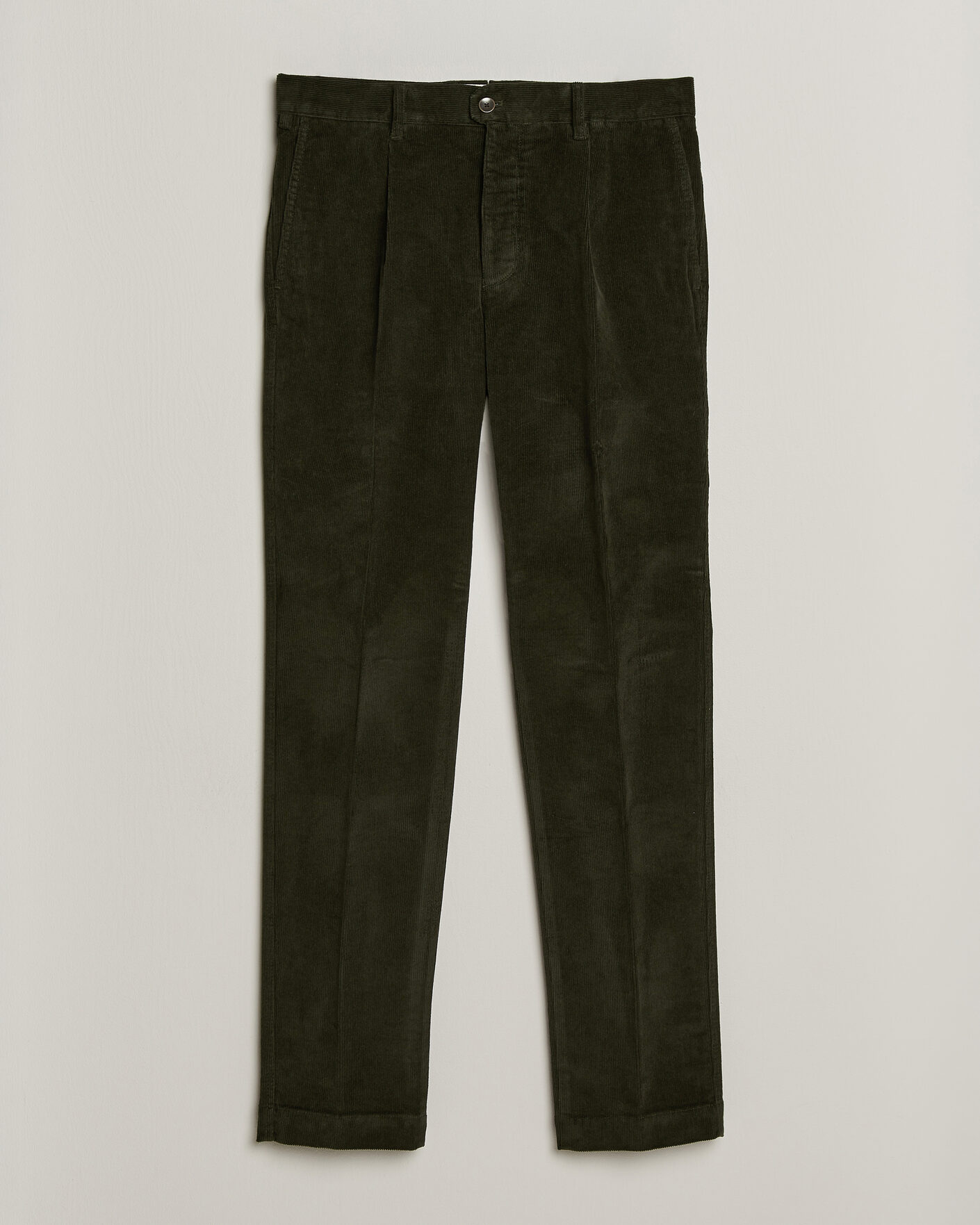Hombres | Pantalones | Incotex | Regular Fit Washed Corduroy Slacks Forest Green