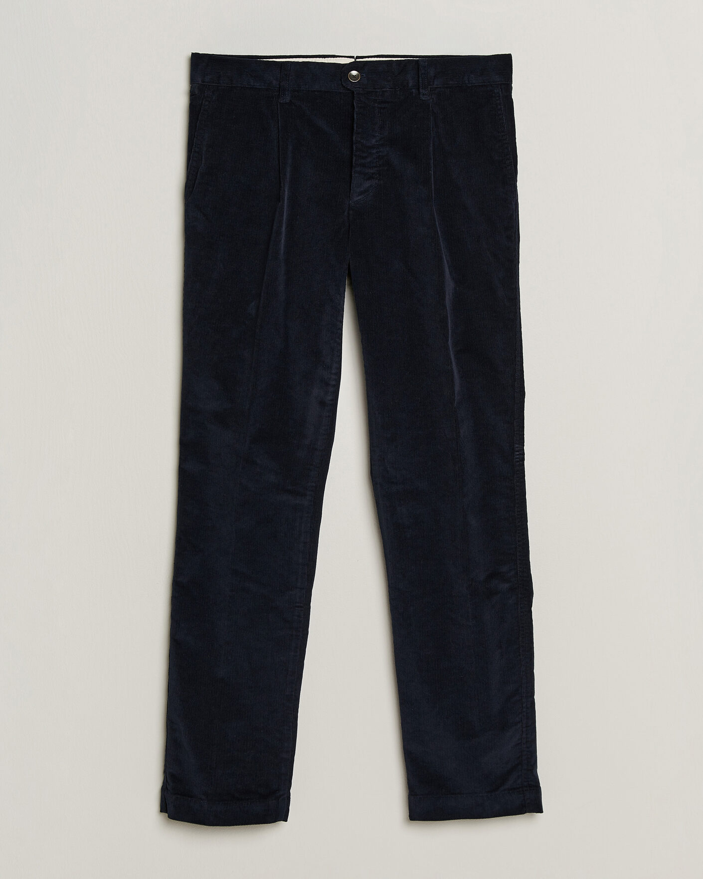 Hombres | Pantalones | Incotex | Regular Fit Washed Corduroy Slacks Navy