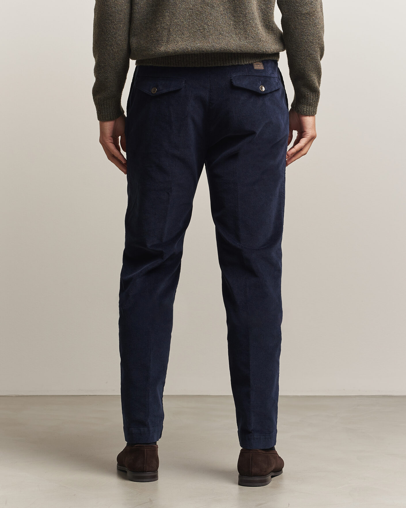 Hombres | Pantalones | Incotex | Regular Fit Washed Corduroy Slacks Navy