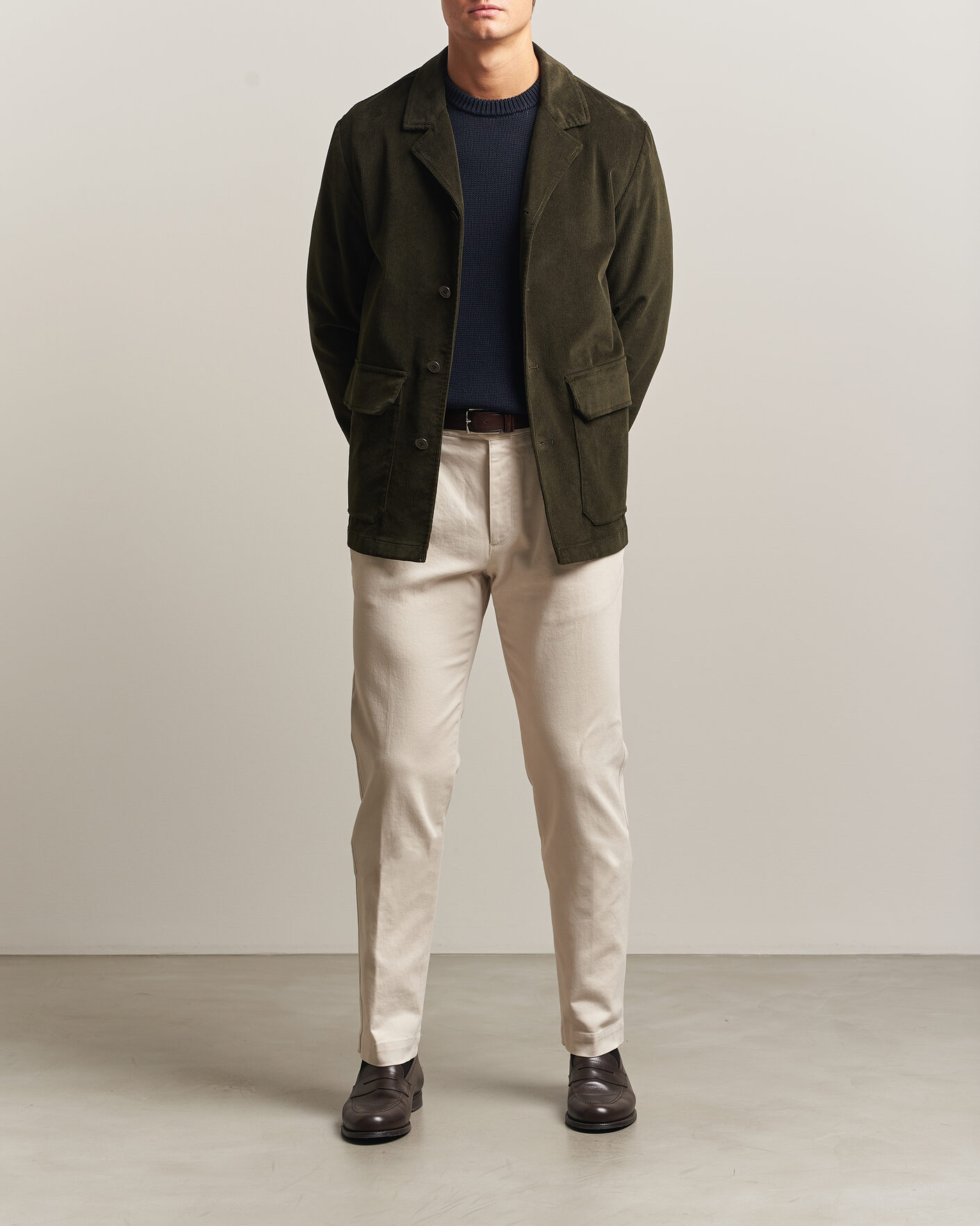 Hombres | Blazers | Incotex | Corduroy Sports Jacket Forest Green