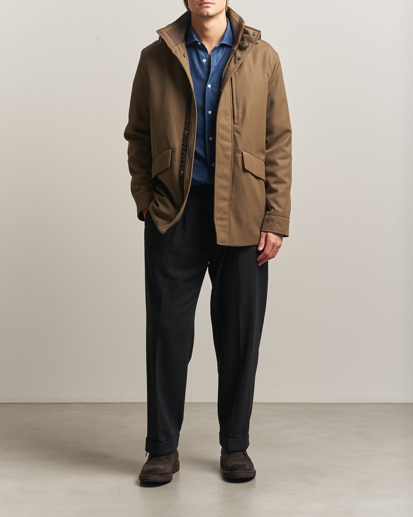 Hombres | Abrigos y chaquetas | Incotex | Water Repellent Rain Caban Country Green
