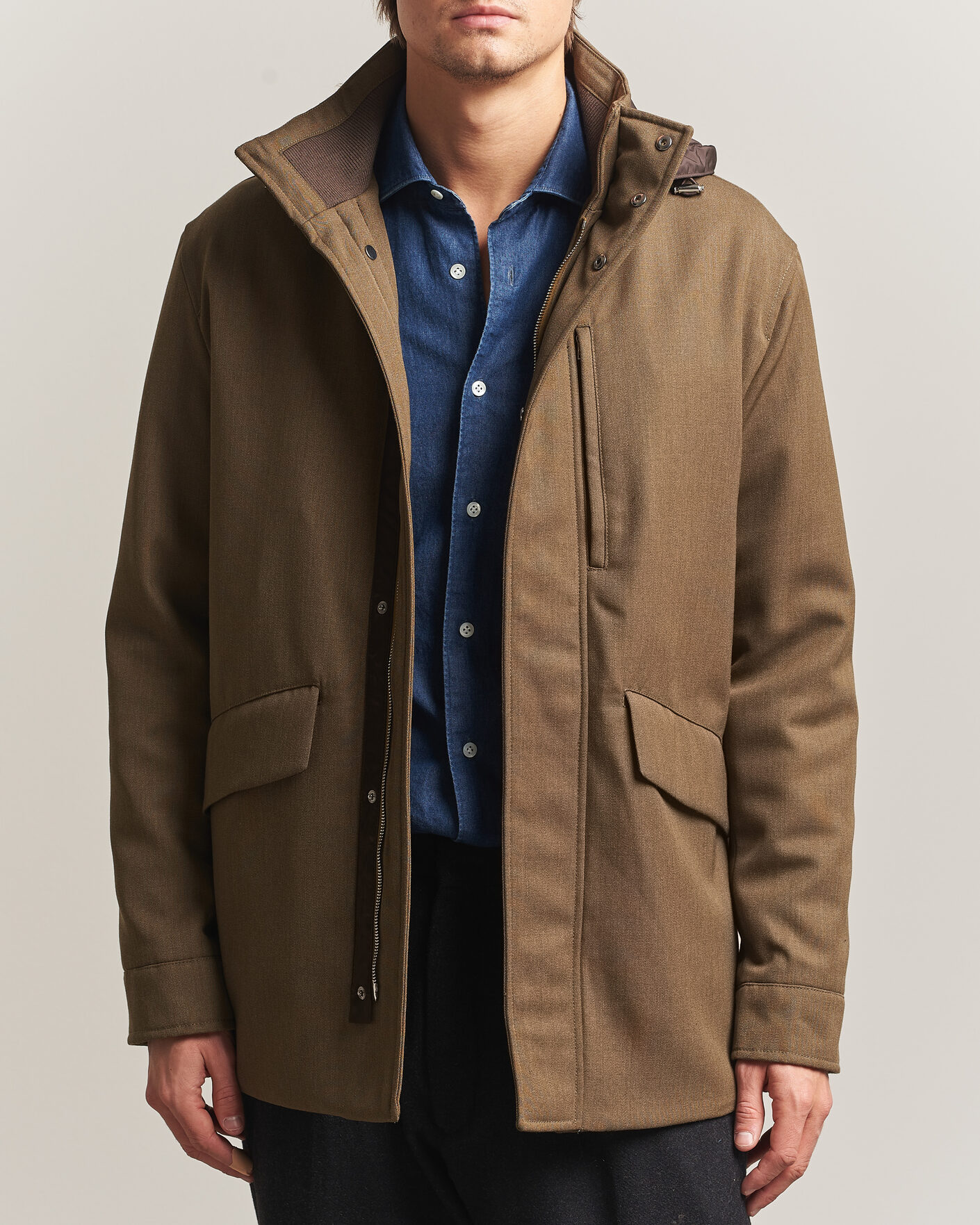 Hombres | Abrigos y chaquetas | Incotex | Water Repellent Rain Caban Country Green