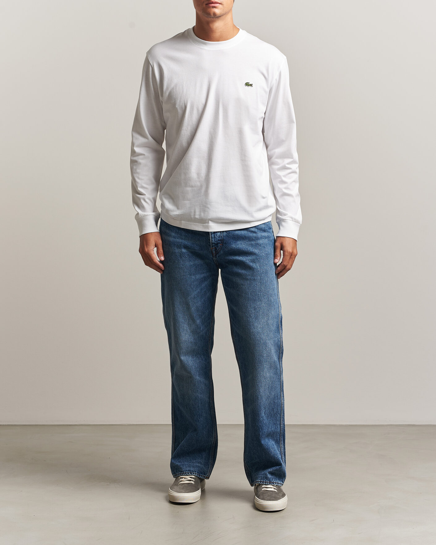 Hombres | Camisetas | Lacoste | Crew Neck Long Sleeve T-Shirt White