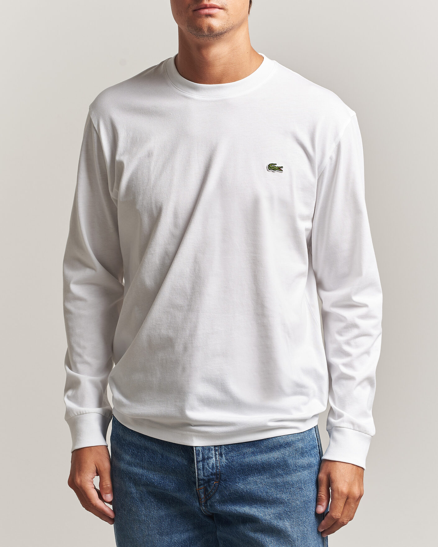 Hombres | Camisetas | Lacoste | Crew Neck Long Sleeve T-Shirt White