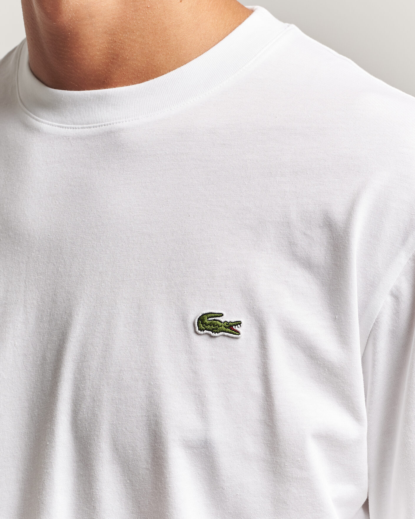 Hombres | Camisetas | Lacoste | Crew Neck Long Sleeve T-Shirt White
