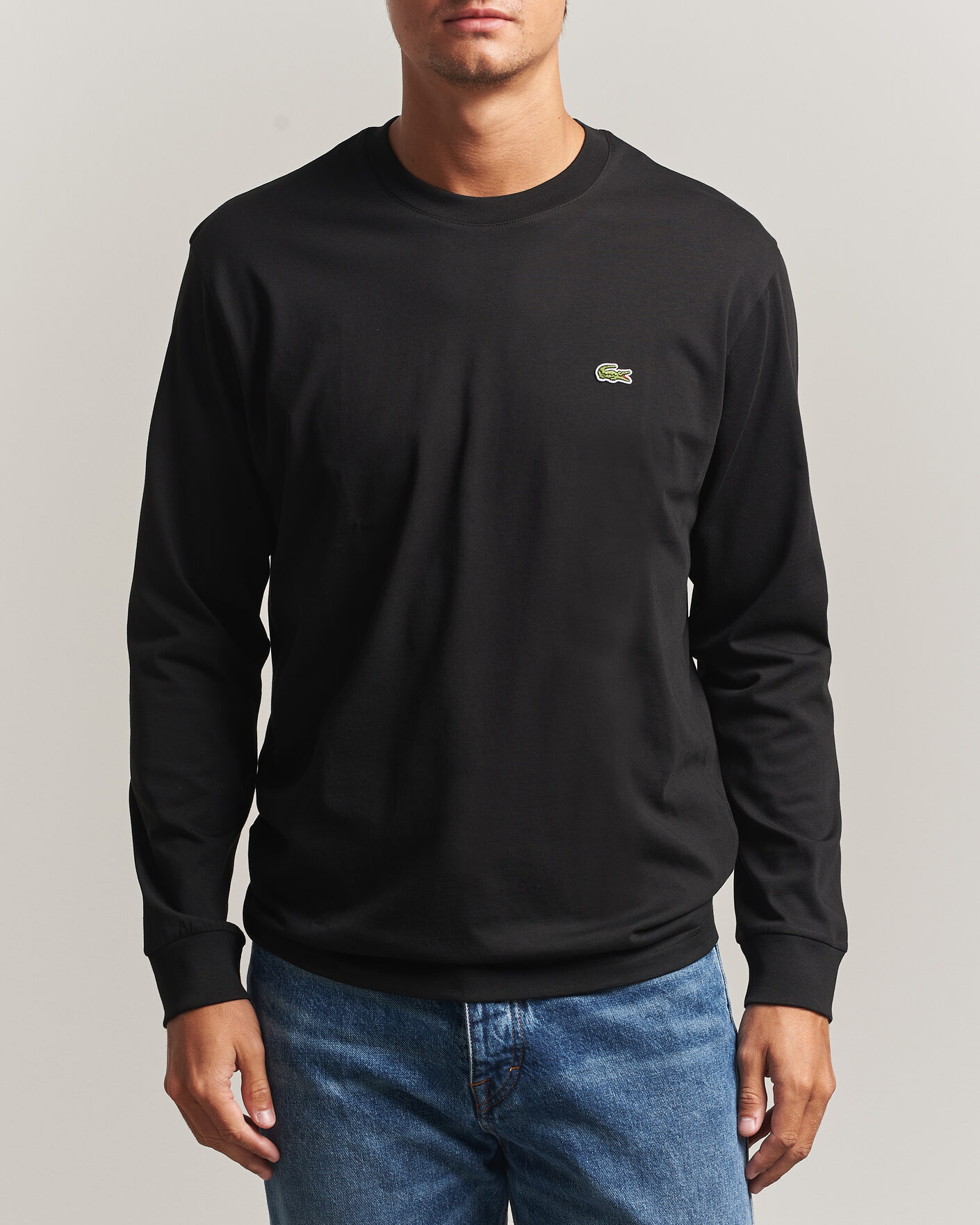 Hombres | Camisetas | Lacoste | Crew Neck Long Sleeve T-Shirt Black