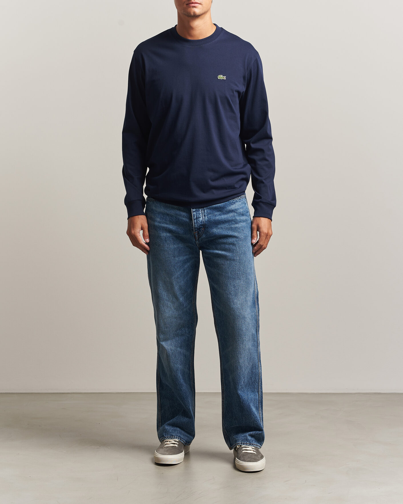 Hombres | Camisetas | Lacoste | Crew Neck Long Sleeve T-Shirt Navy Blue