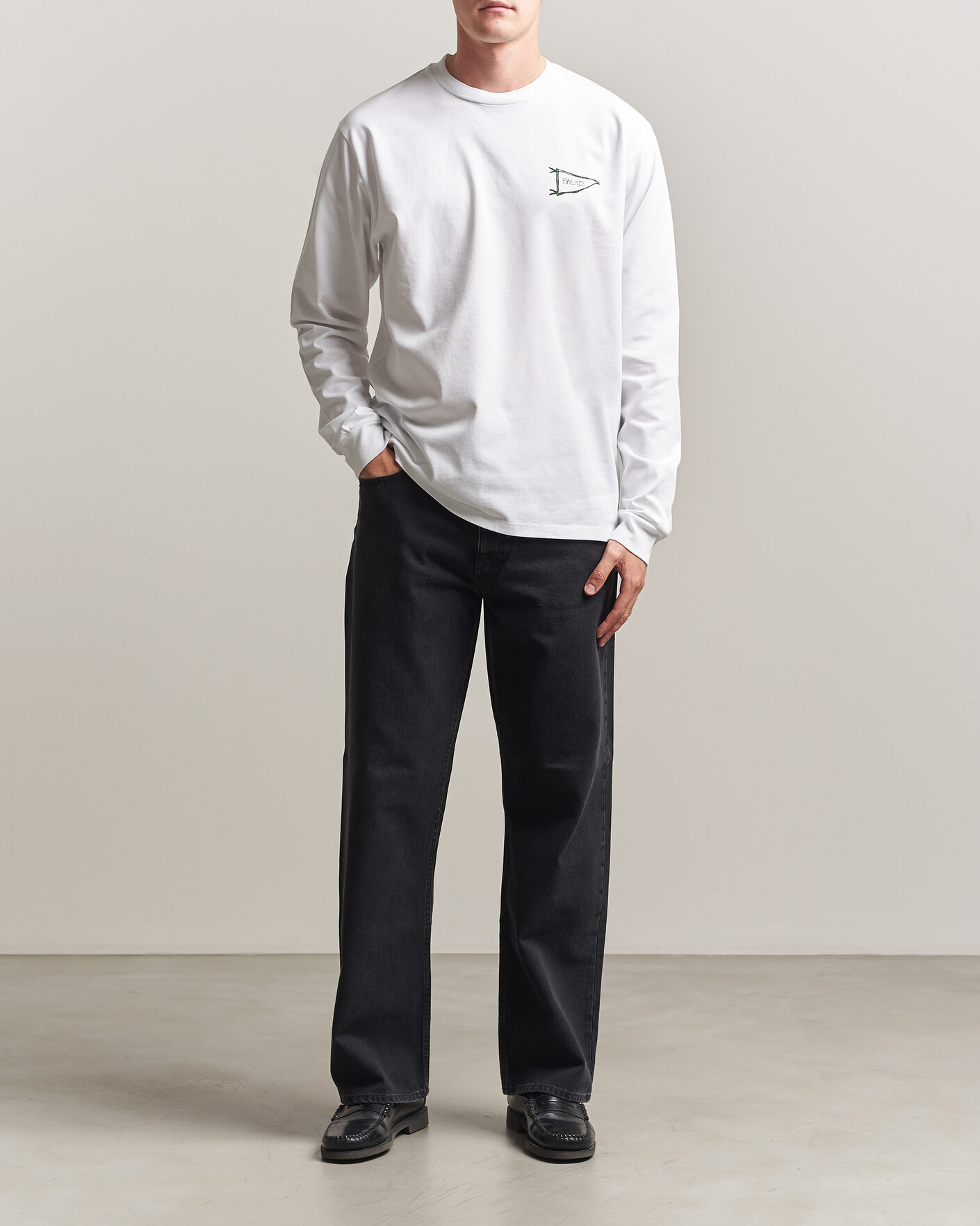 Hombres | Camisetas | Palmes | Pennant Long Sleeve T-Shirt White