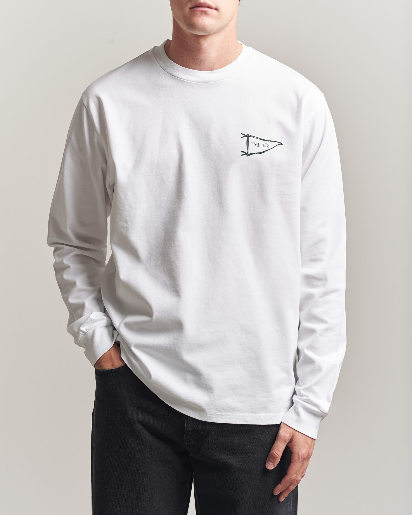 Hombres | Camisetas | Palmes | Pennant Long Sleeve T-Shirt White