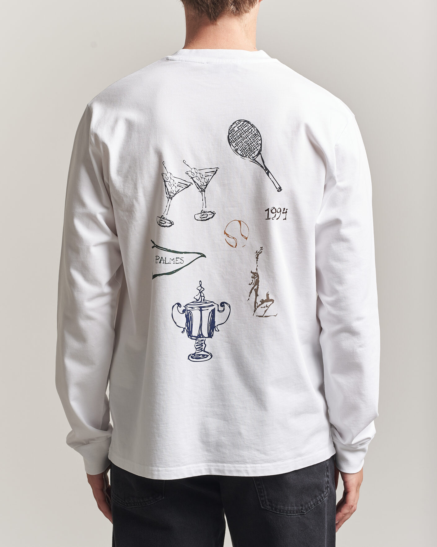 Hombres | Camisetas | Palmes | Pennant Long Sleeve T-Shirt White