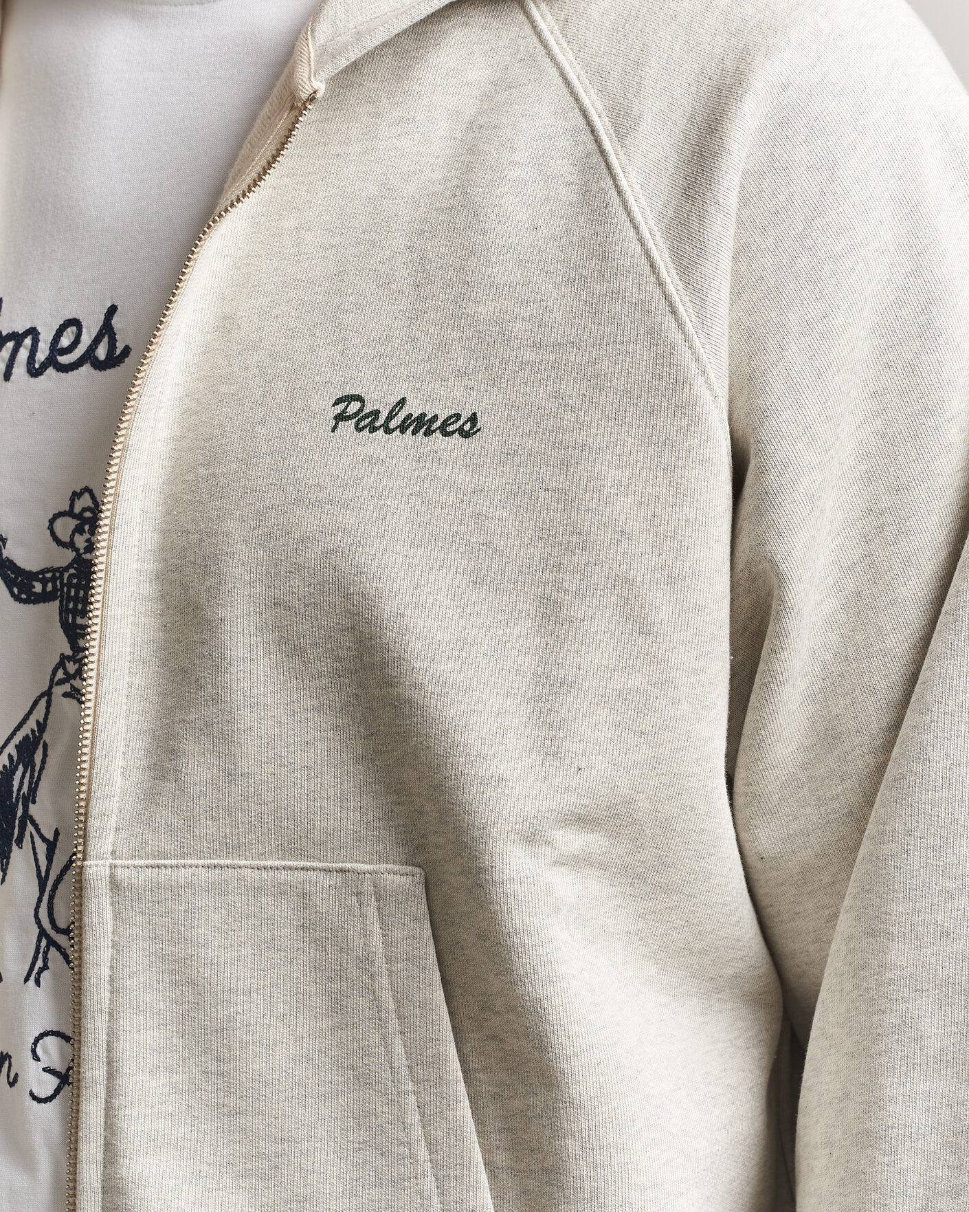 Hombres | Jerséis y prendas de punto | Palmes | Logo Zip Hoodie Grey Melange
