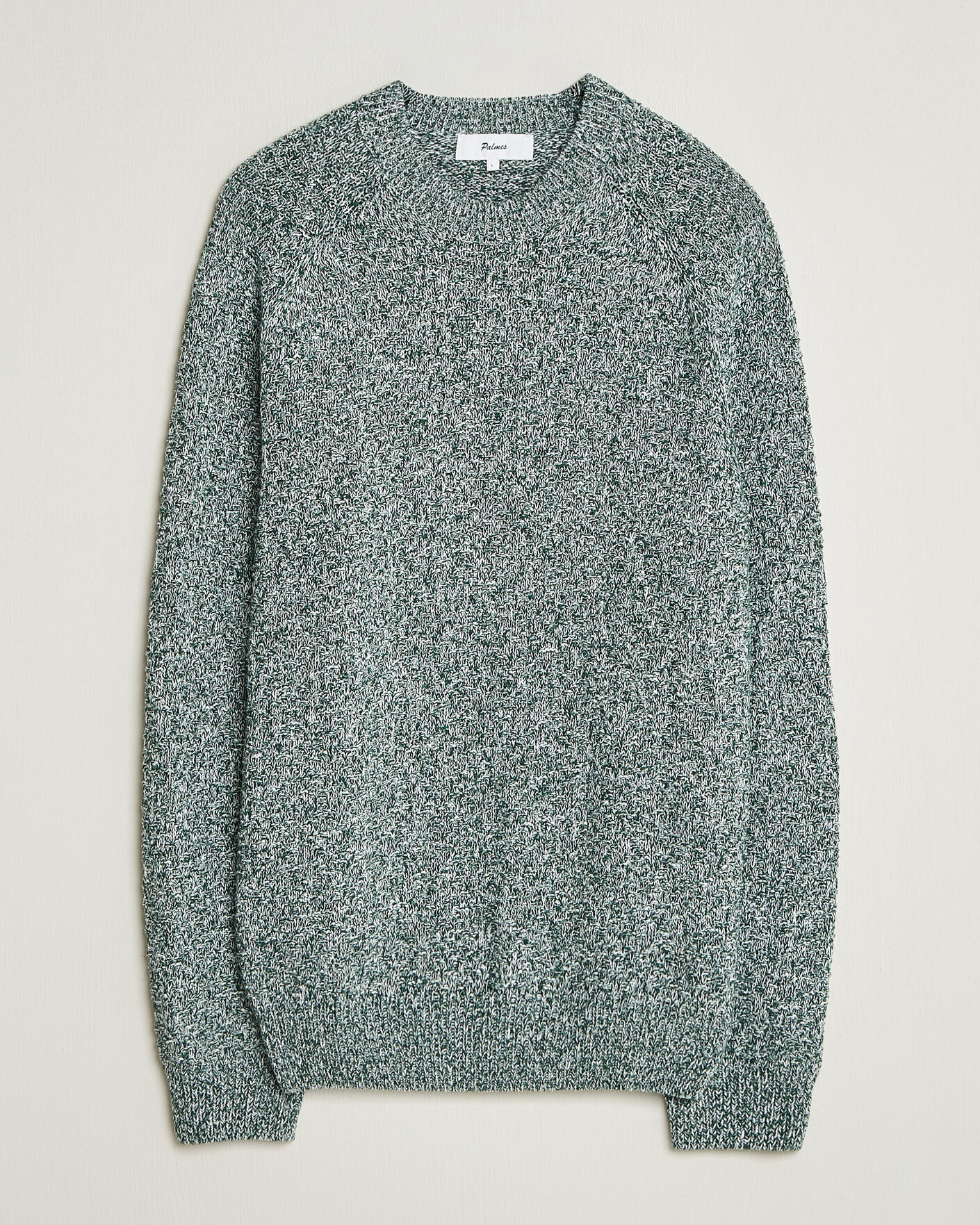 Hombres | Jerséis y prendas de punto | Palmes | Knitted Crew Neck Sweater Green Melange