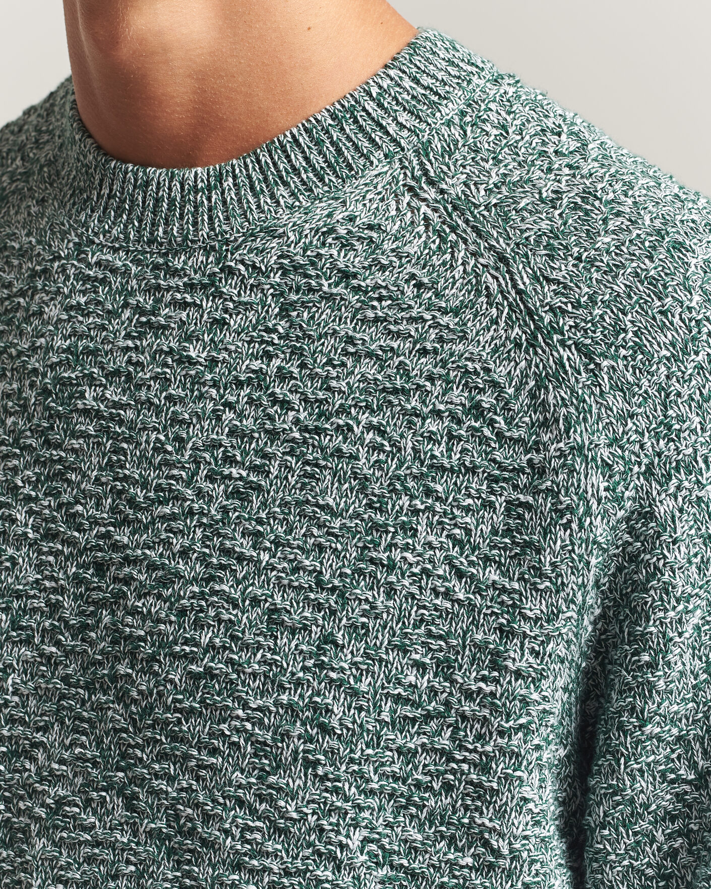 Hombres | Jerséis y prendas de punto | Palmes | Knitted Crew Neck Sweater Green Melange