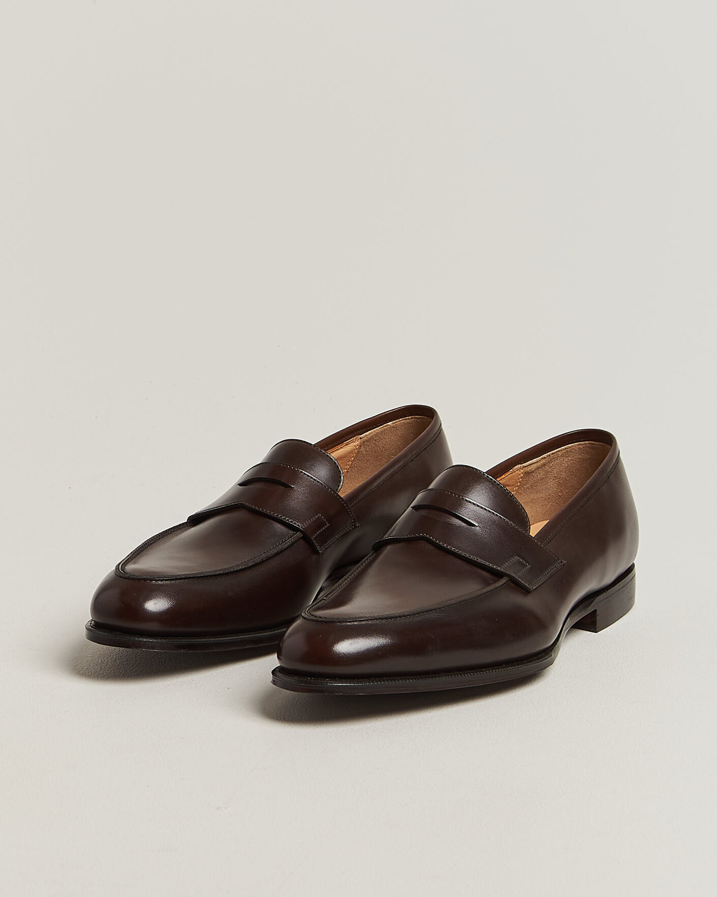 Hombres | Mocasines | Crockett & Jones | Crawford Handgrade Penny Loafer Dk Brown Antique Calf