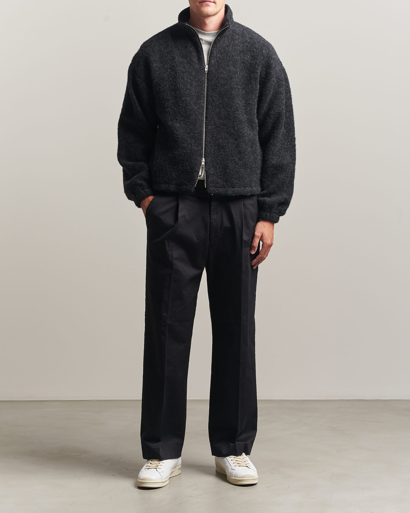Hombres | Abrigos y chaquetas | Jil Sander | Full Zip Fleece Jacket Charcoal