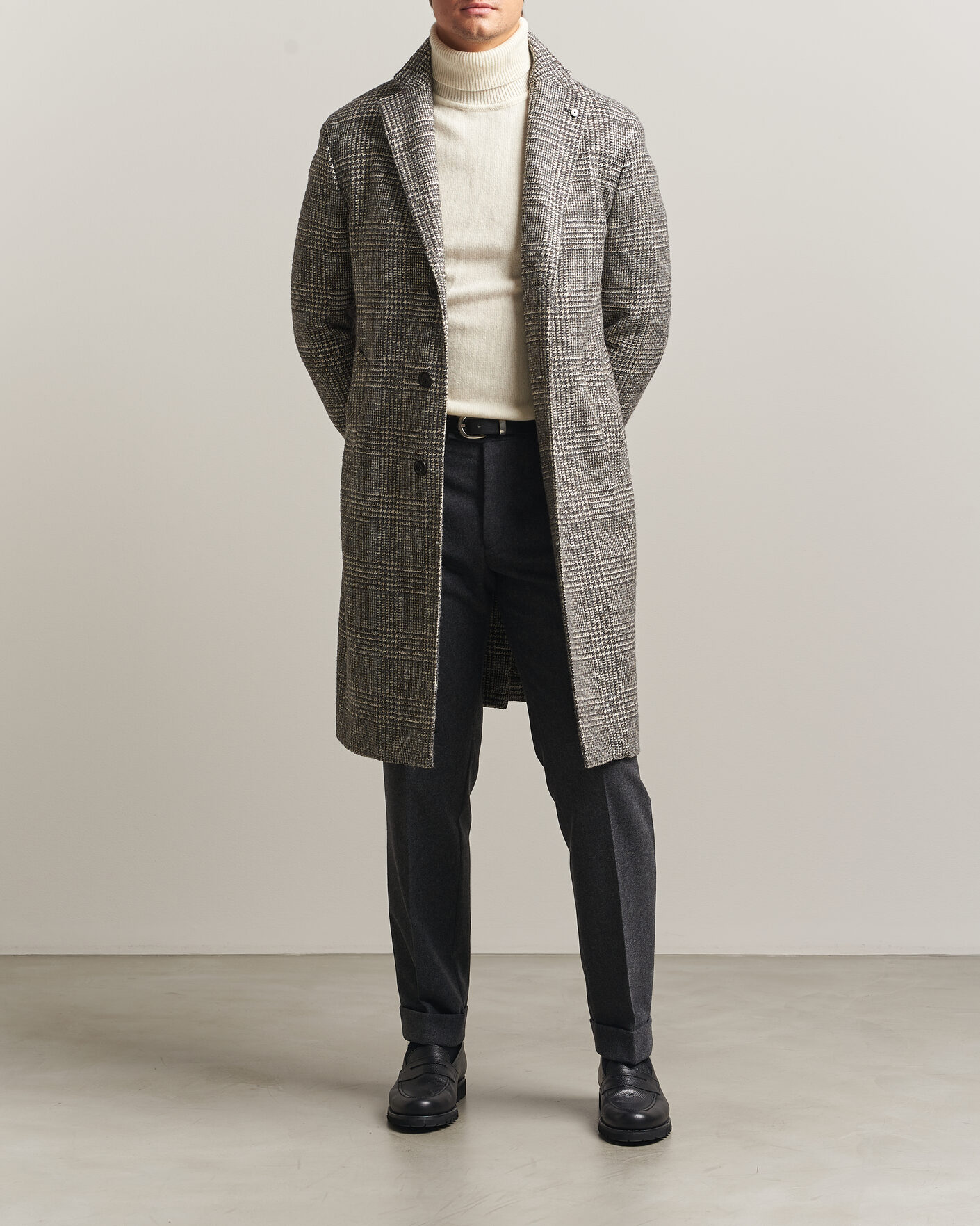 Hombres | Abrigos y chaquetas | L.B.M. 1911 | Checked Wool Coat Grey