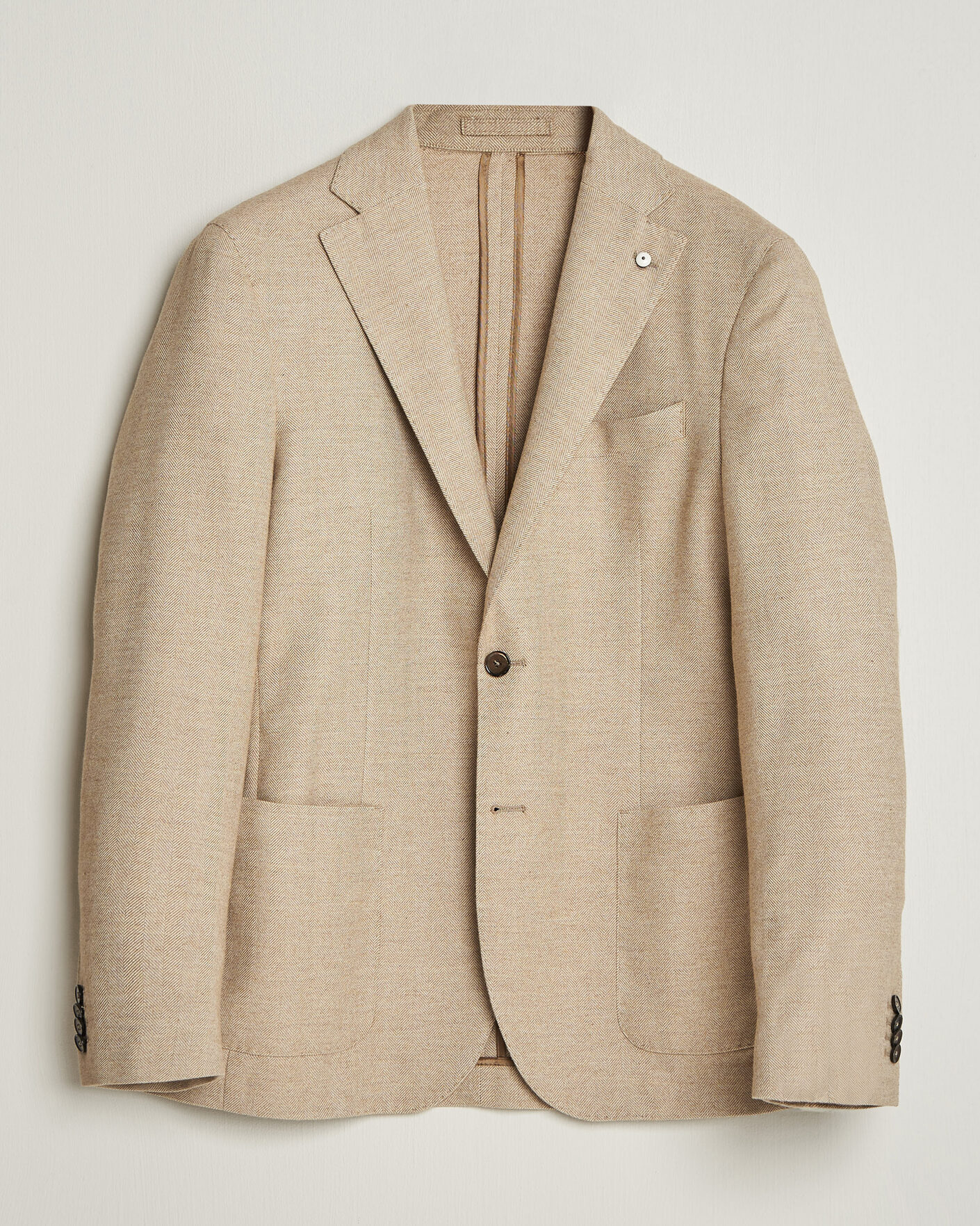 Hombres | Blazers | L.B.M. 1911 | Jack Cotton Herringbone Blazer Beige