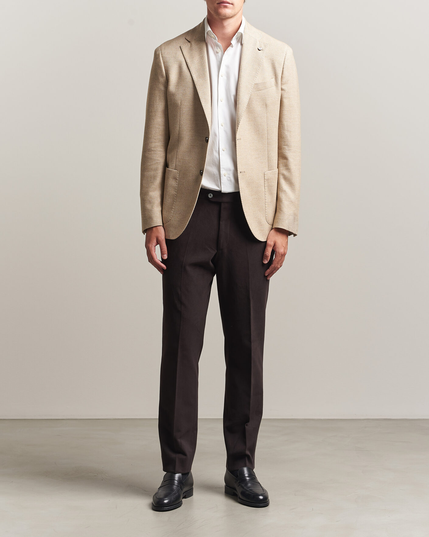Hombres | Blazers | L.B.M. 1911 | Jack Cotton Herringbone Blazer Beige