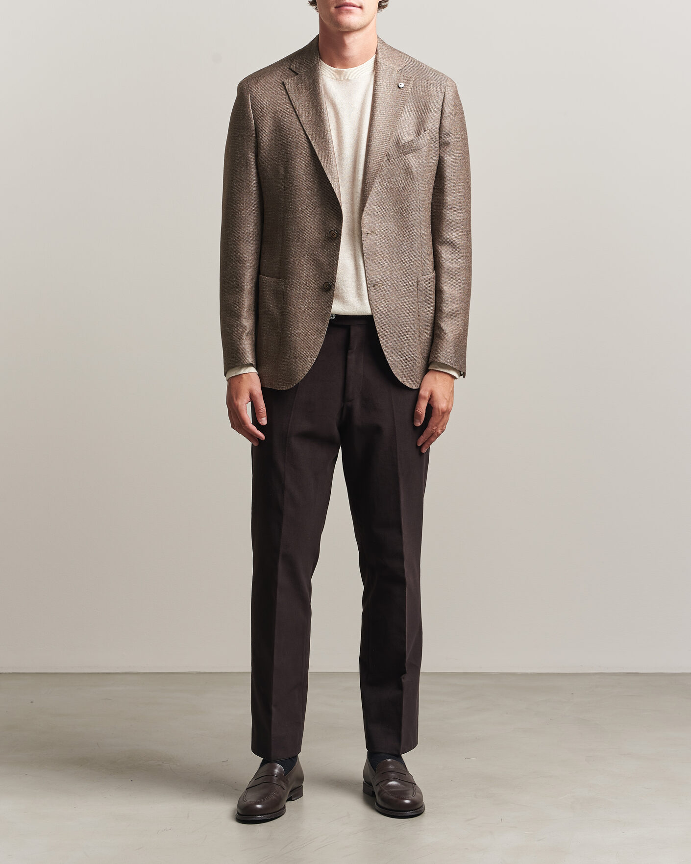 Hombres | Blazers | L.B.M. 1911 | Jack Wool/Silk Hopsack Blazer Brown