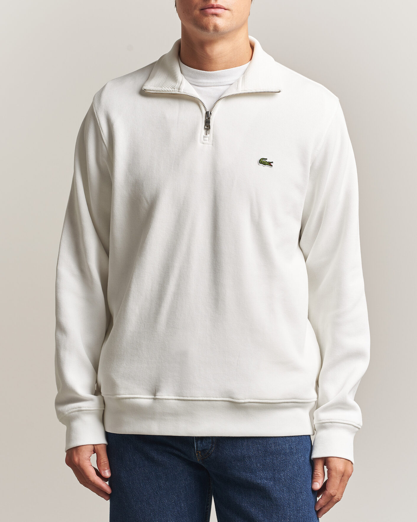 Hombres | Jerséis y prendas de punto | Lacoste | Rib Interlock Half Zip Flour