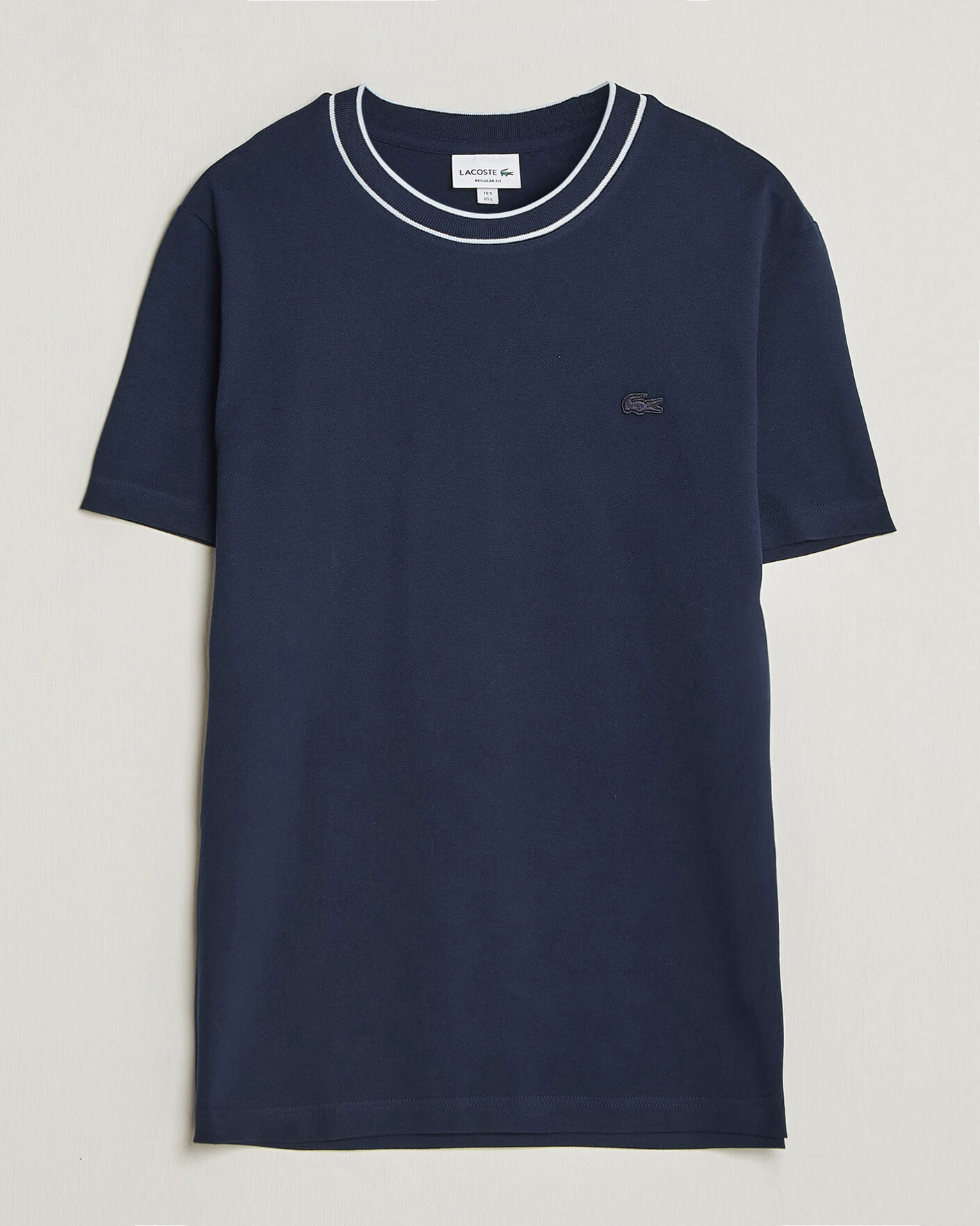 Hombres | Camisetas | Lacoste | Contrast Rib Piqué T-Shirt Navy Blue
