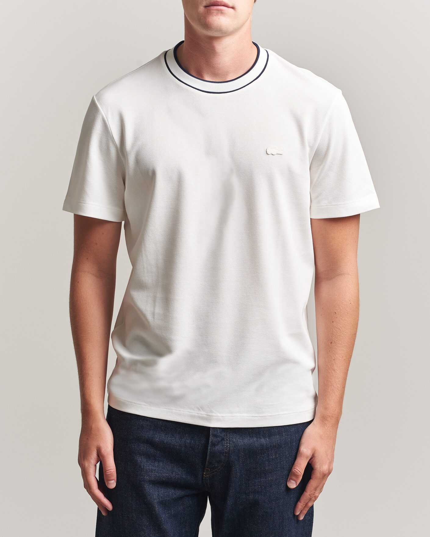 Hombres | Camisetas | Lacoste | Contrast Rib Piqué T-Shirt Flour