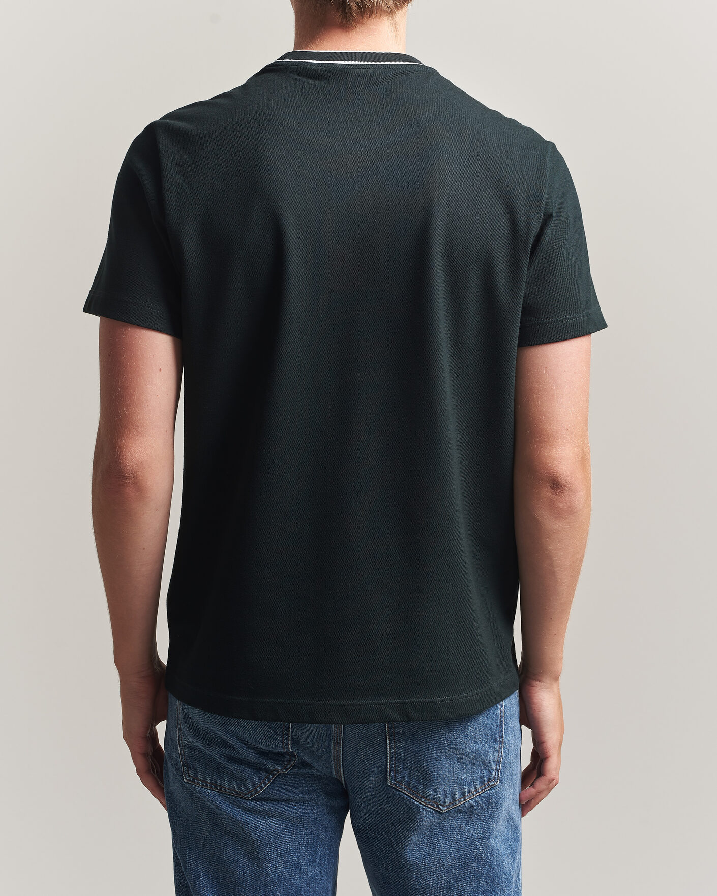 Hombres | Camisetas | Lacoste | Contrast Rib Piqué T-Shirt Dark Varech