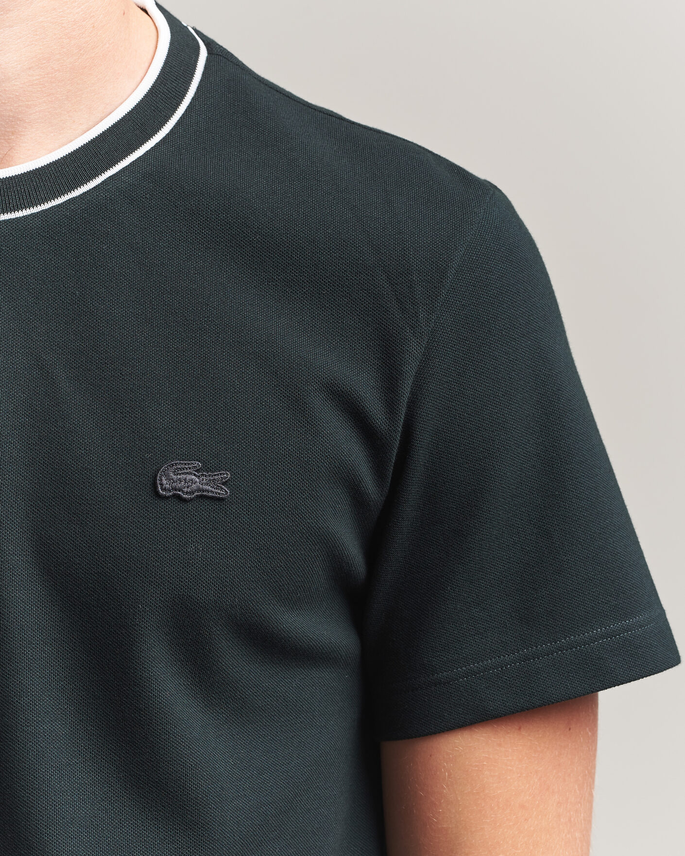 Hombres | Camisetas | Lacoste | Contrast Rib Piqué T-Shirt Dark Varech