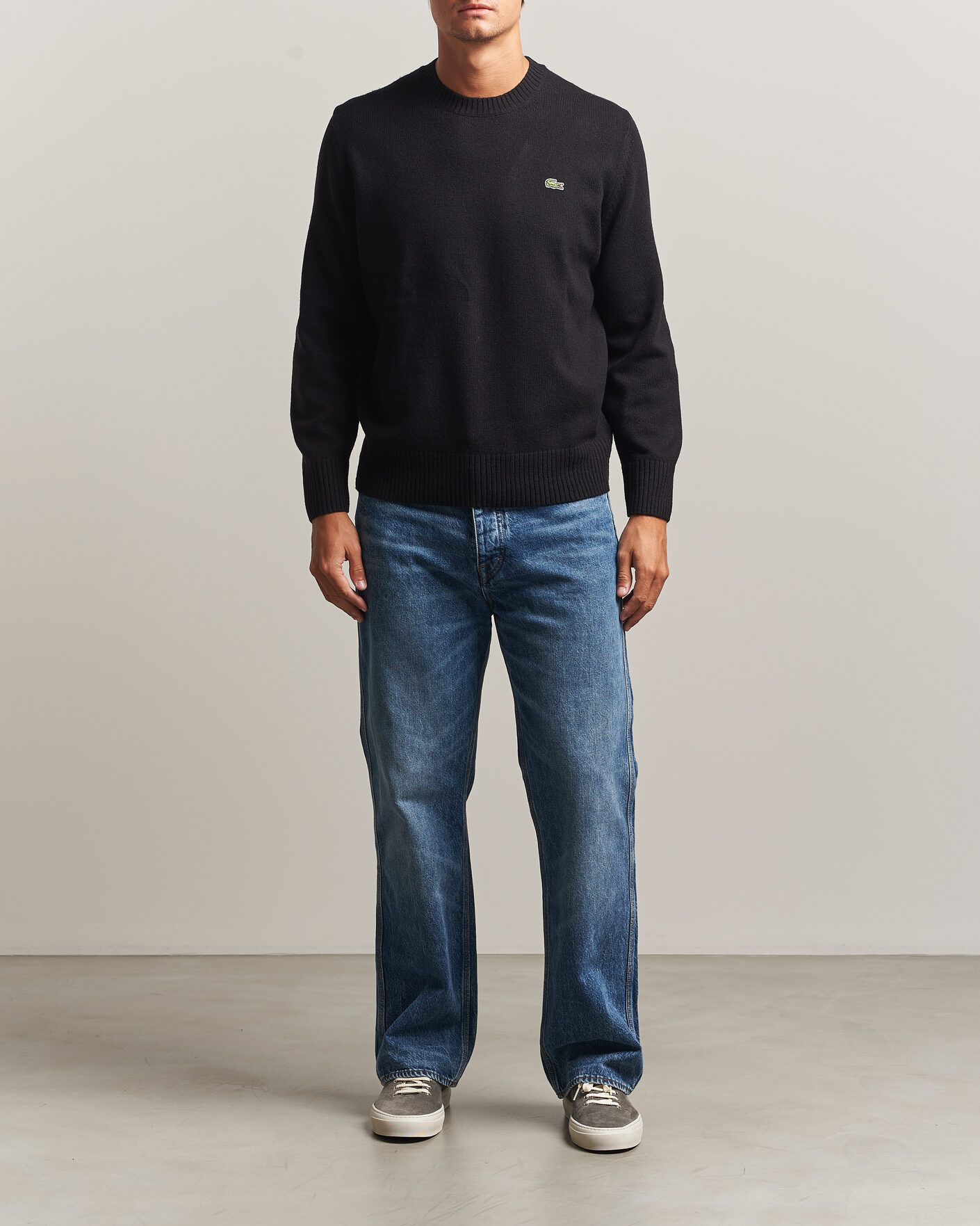 Hombres | Jerséis y prendas de punto | Lacoste | Carded Wool Crew Neck Black
