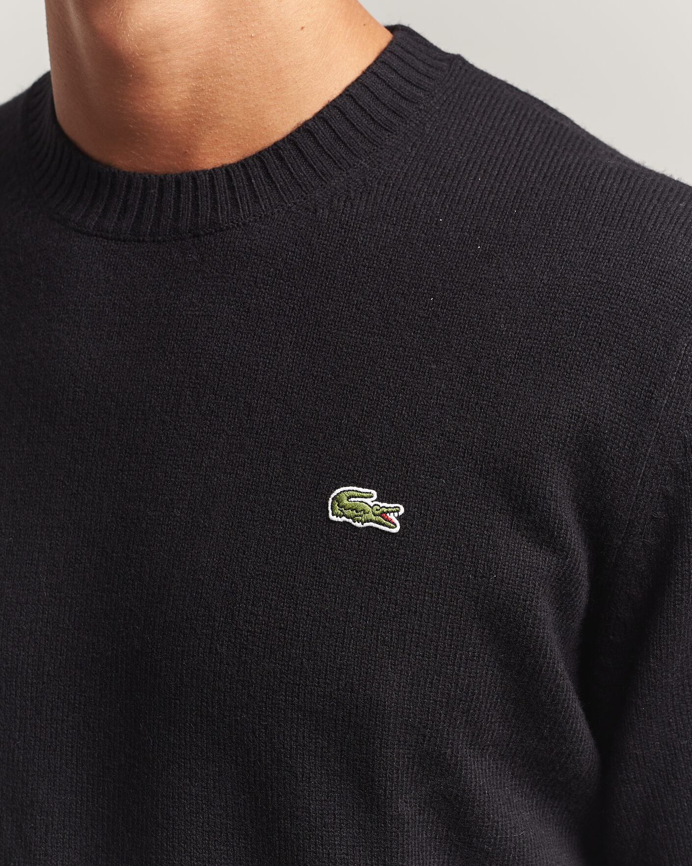 Hombres | Jerséis y prendas de punto | Lacoste | Carded Wool Crew Neck Black
