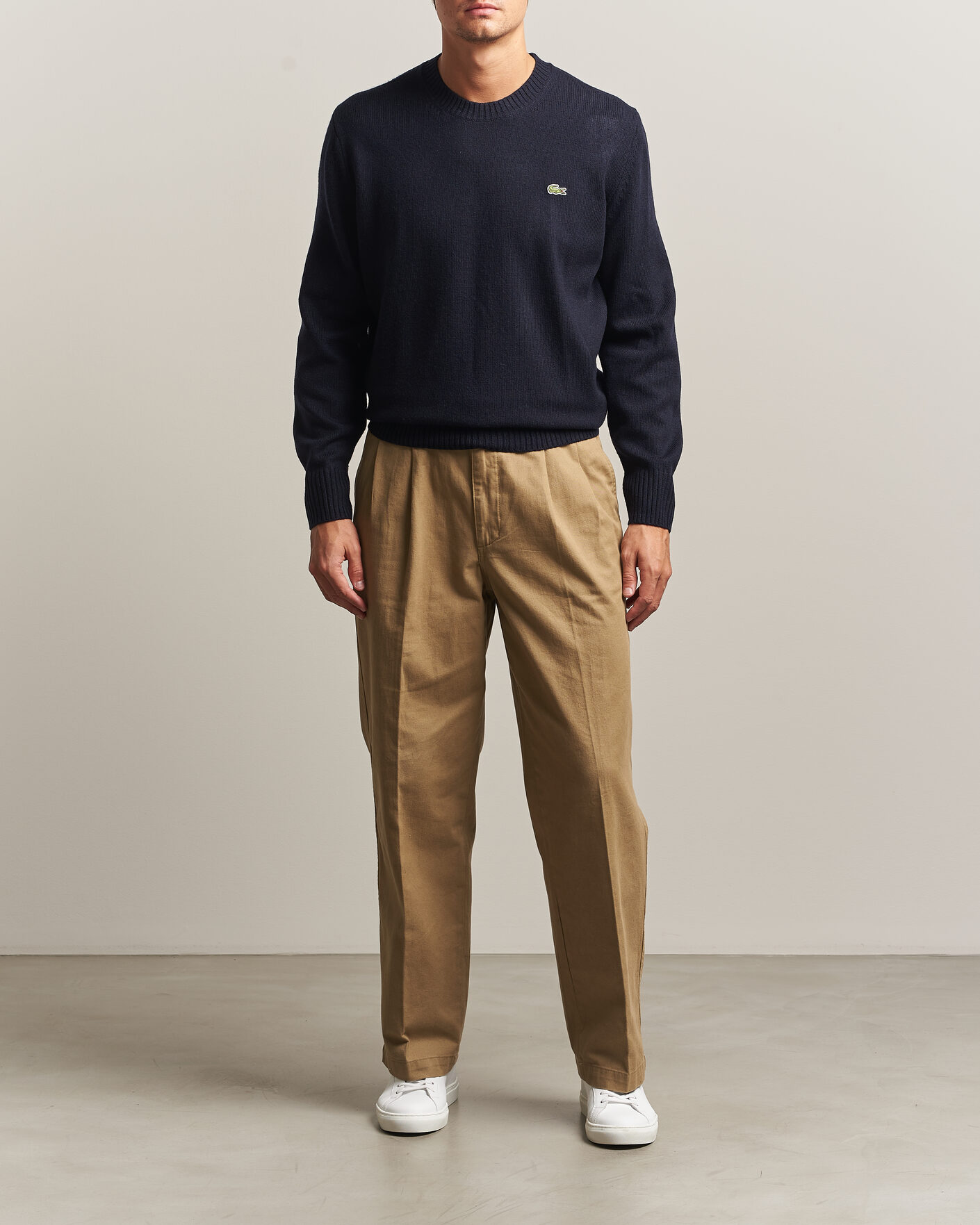 Hombres | Jerséis y prendas de punto | Lacoste | Carded Wool Crew Neck Navy Blue