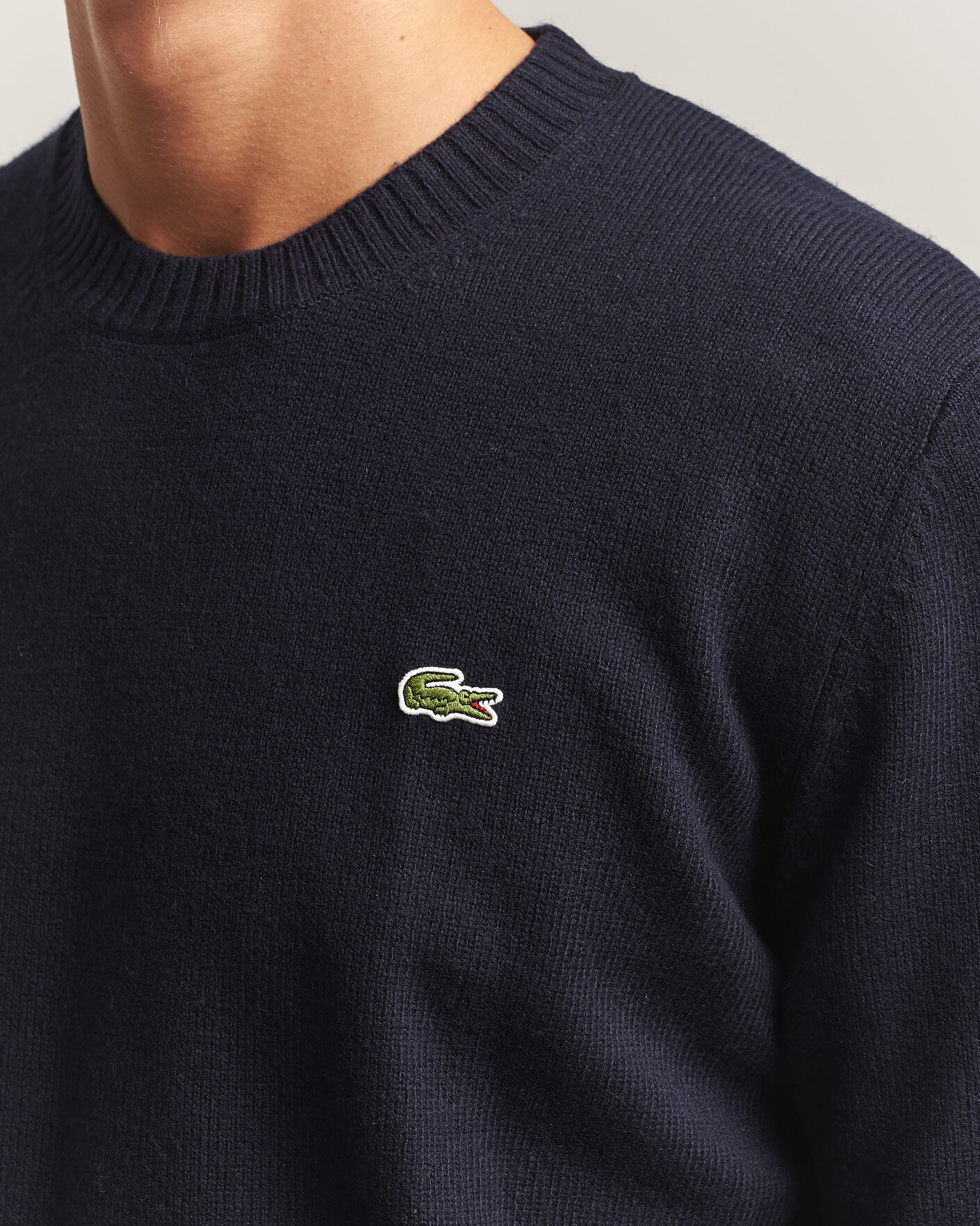 Hombres | Jerséis y prendas de punto | Lacoste | Carded Wool Crew Neck Navy Blue
