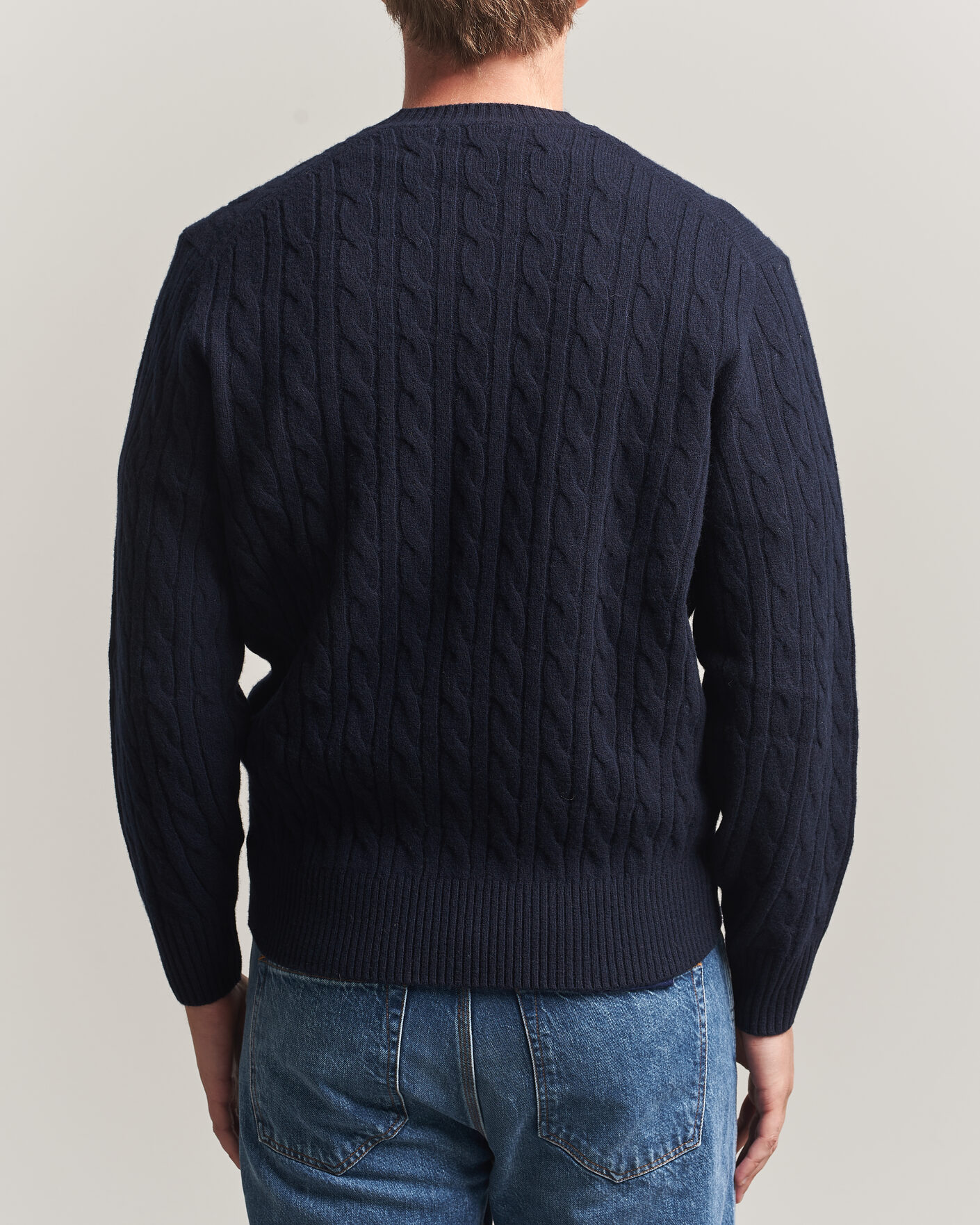Hombres | Jerséis y prendas de punto | Lacoste | Carded Wool Cable Crew Neck Navy Blue