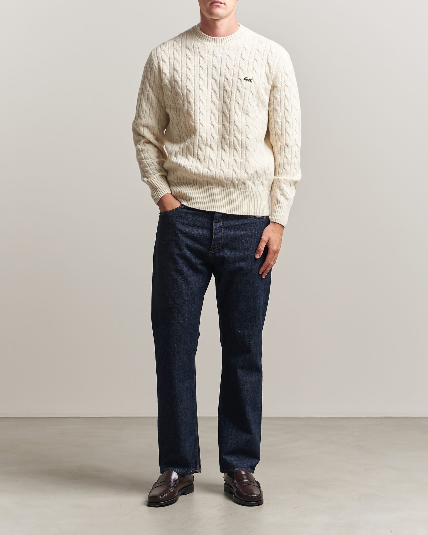 Hombres | Jerséis y prendas de punto | Lacoste | Carded Wool Cable Crew Neck Lapland