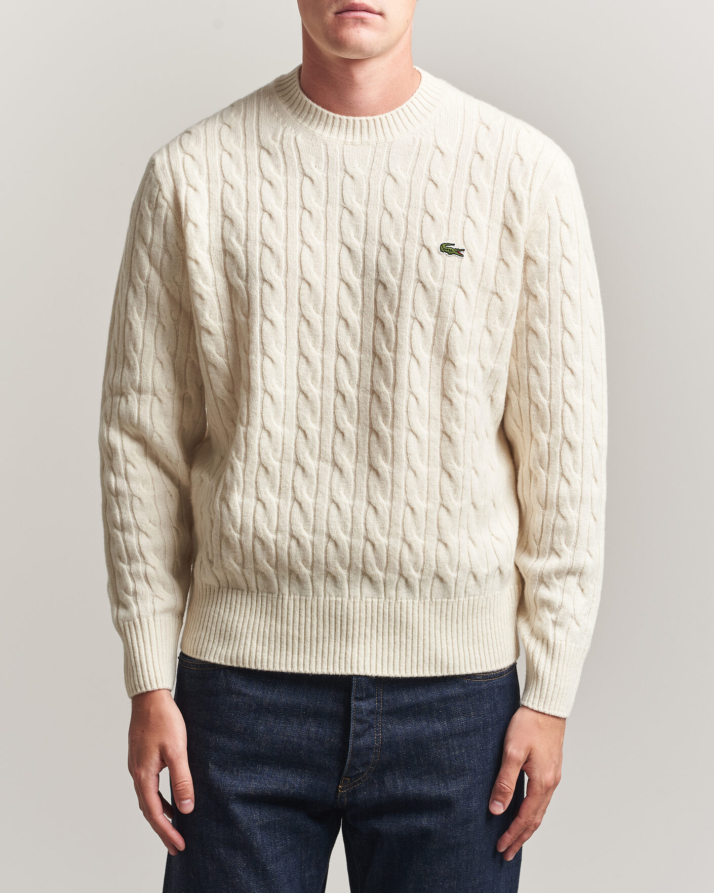 Hombres | Jerséis y prendas de punto | Lacoste | Carded Wool Cable Crew Neck Lapland