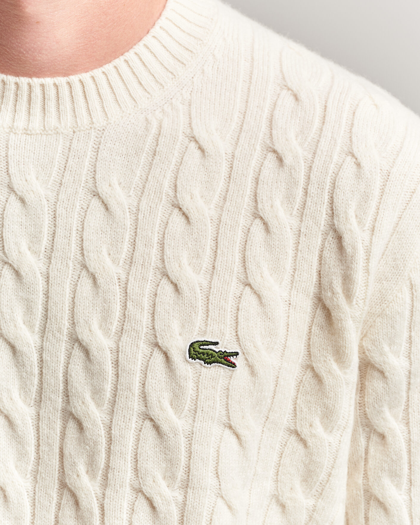 Hombres | Jerséis y prendas de punto | Lacoste | Carded Wool Cable Crew Neck Lapland