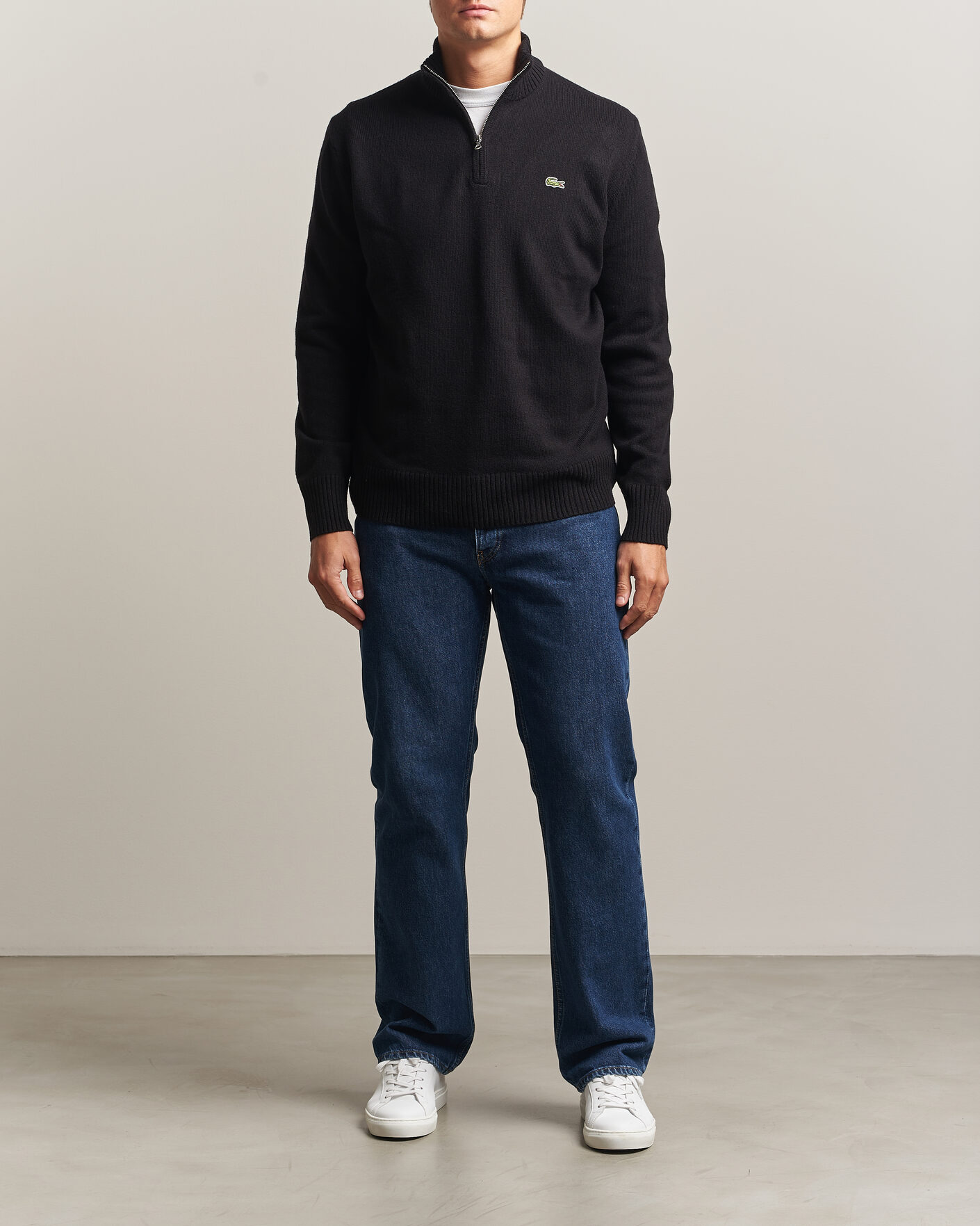 Hombres | Jerséis y prendas de punto | Lacoste | Carded Wool Half Zip Black