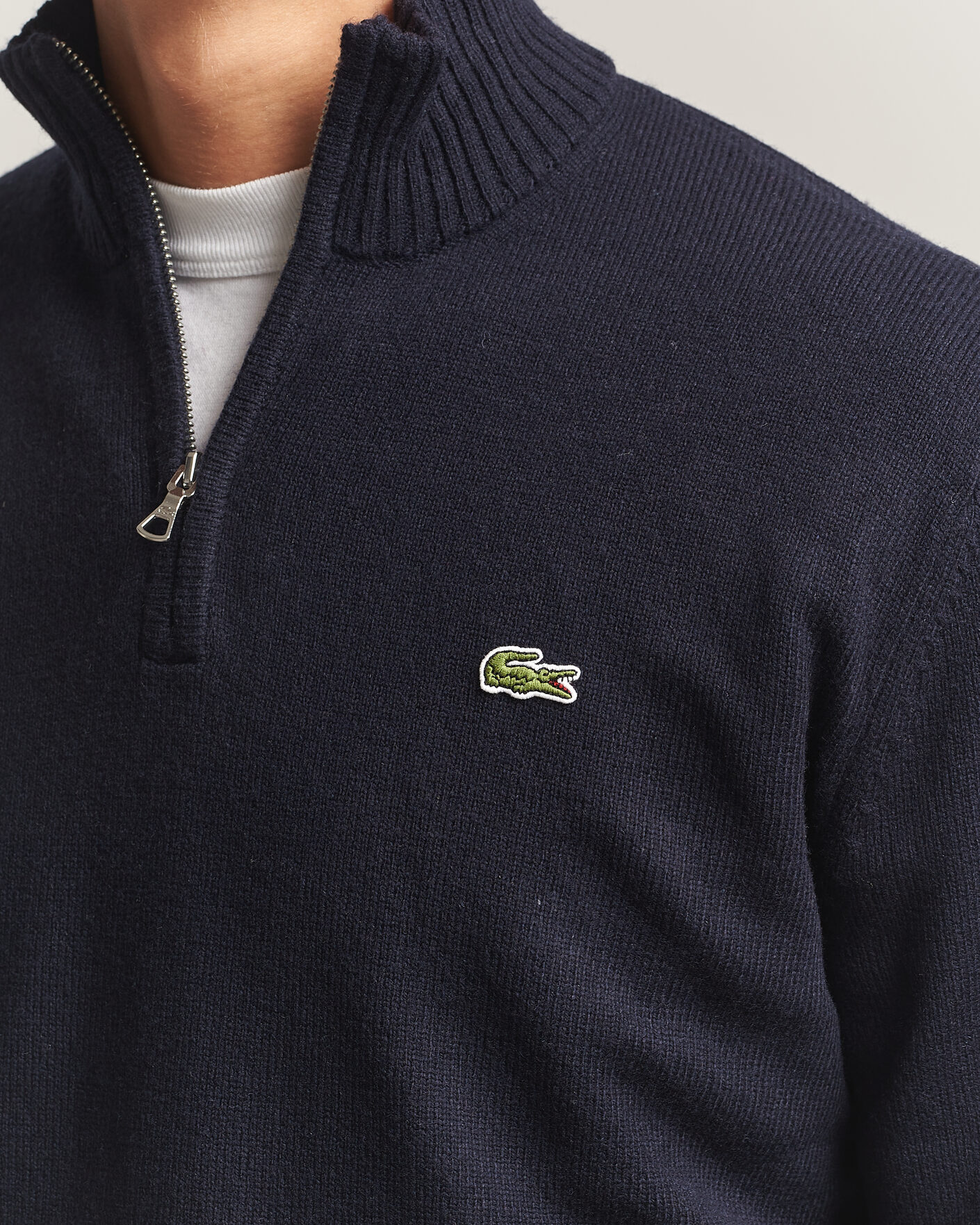 Hombres | Jerséis y prendas de punto | Lacoste | Carded Wool Half Zip Navy Blue