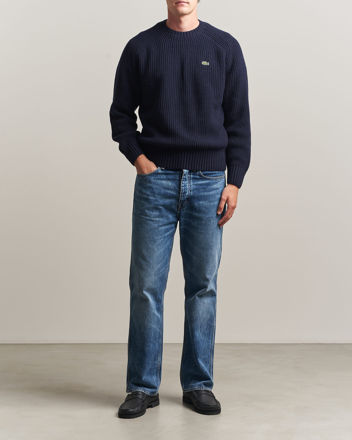 Hombres | Jerséis y prendas de punto | Lacoste | Heavy Wool Knitted Sweater Navy Blue