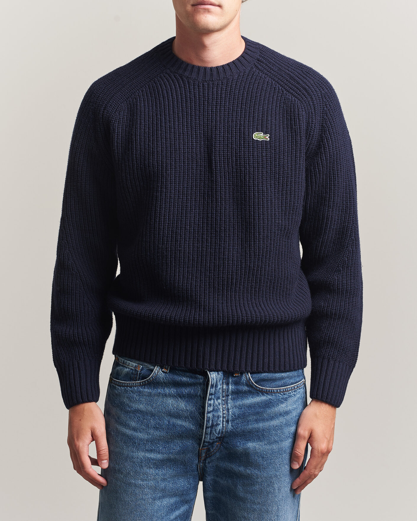 Hombres | Jerséis y prendas de punto | Lacoste | Heavy Wool Knitted Sweater Navy Blue