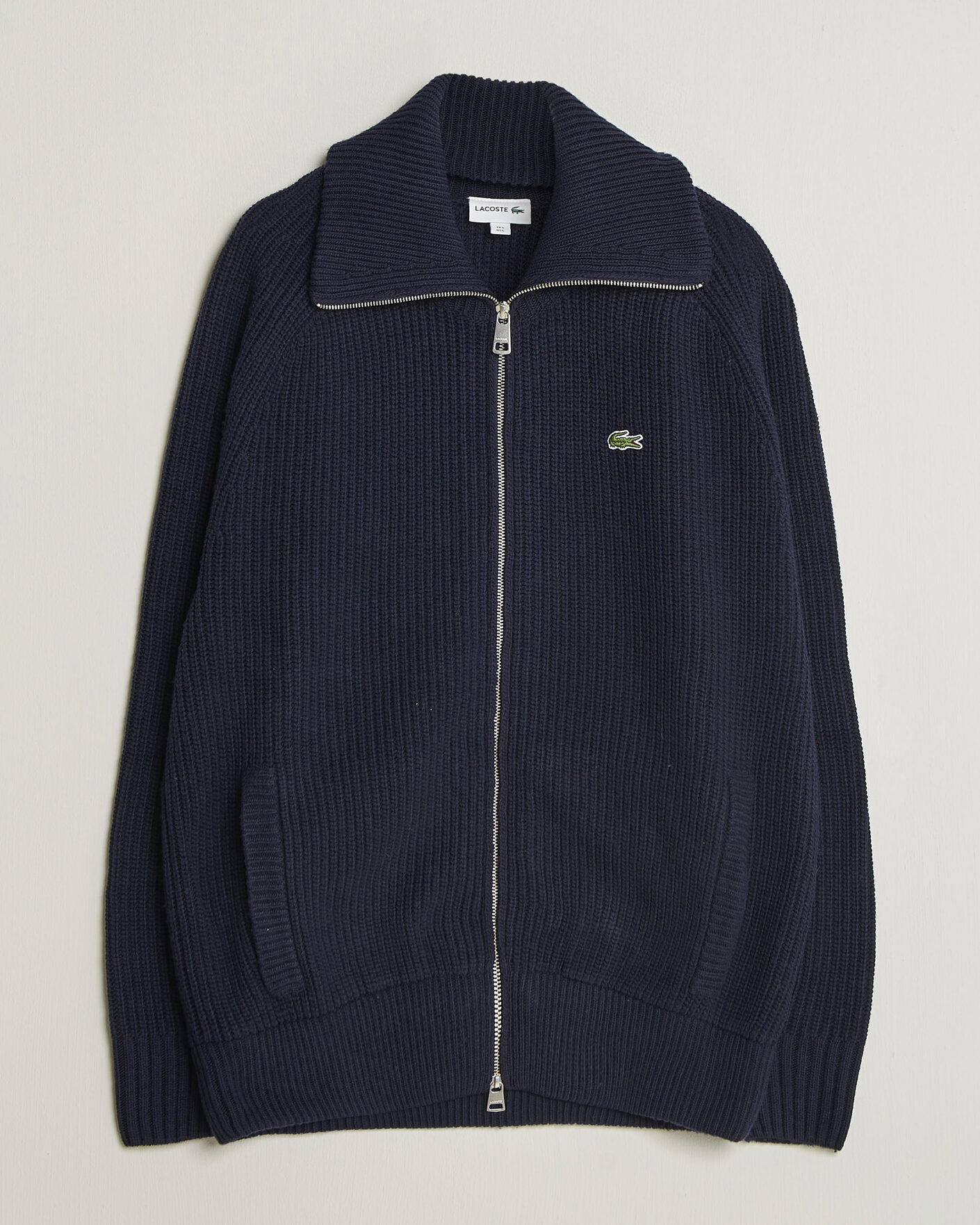 Hombres | Jerséis y prendas de punto | Lacoste | Heavy Wool Knitted Full Zip Navy Blue