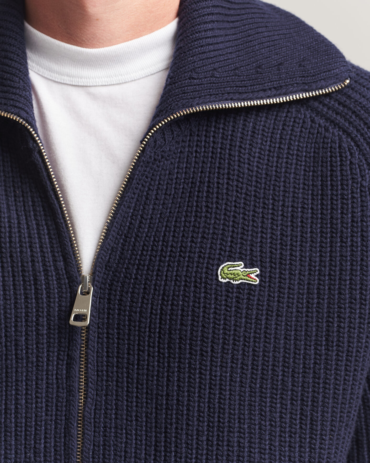 Hombres | Jerséis y prendas de punto | Lacoste | Heavy Wool Knitted Full Zip Navy Blue