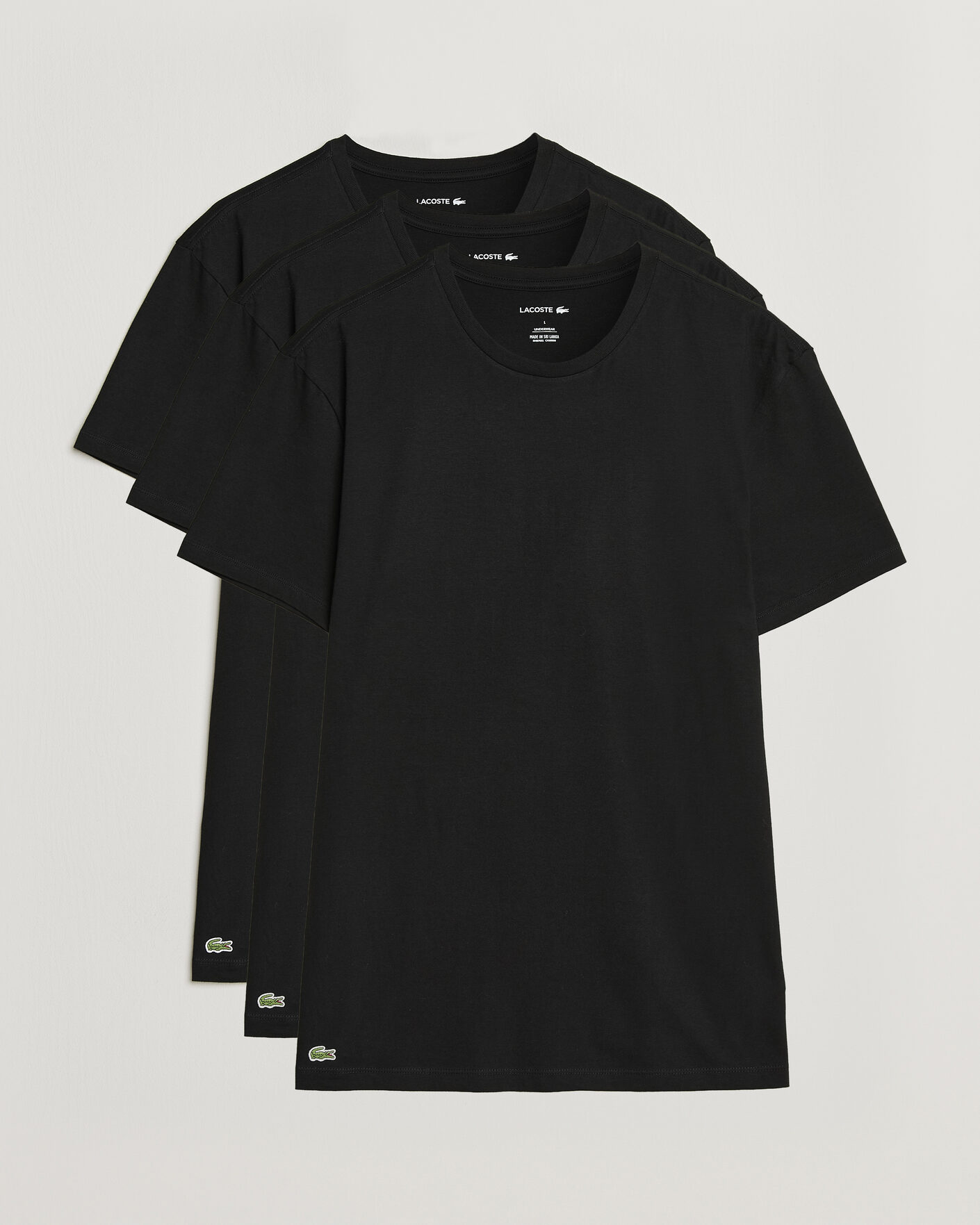 Hombres | Camisetas | Lacoste | 3-Pack Crew Neck T-Shirt Black