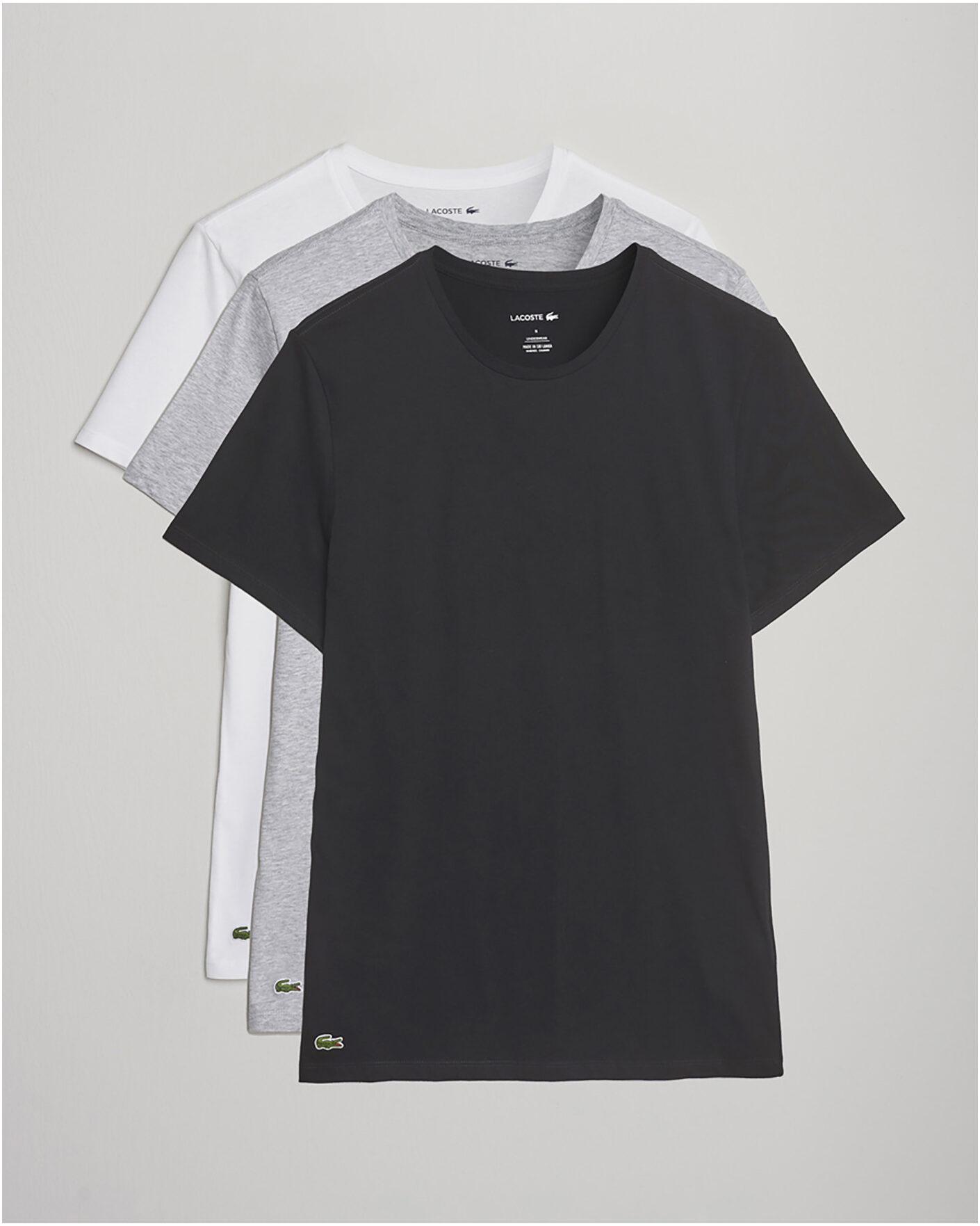 Hombres | Camisetas | Lacoste | 3-Pack Crew Neck T-Shirt White/Grey/Black