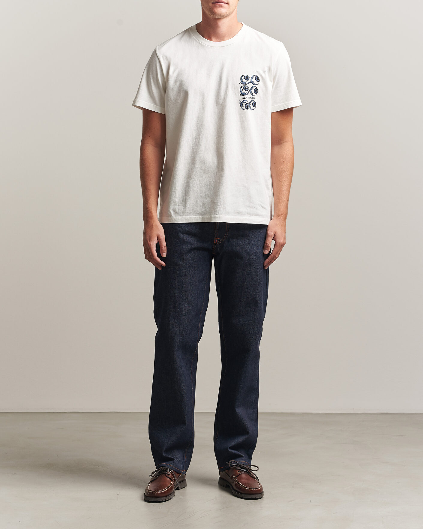 Hombres | Camisetas | Nudie Jeans | Roy Wall Crack T-Shirt Chalk White