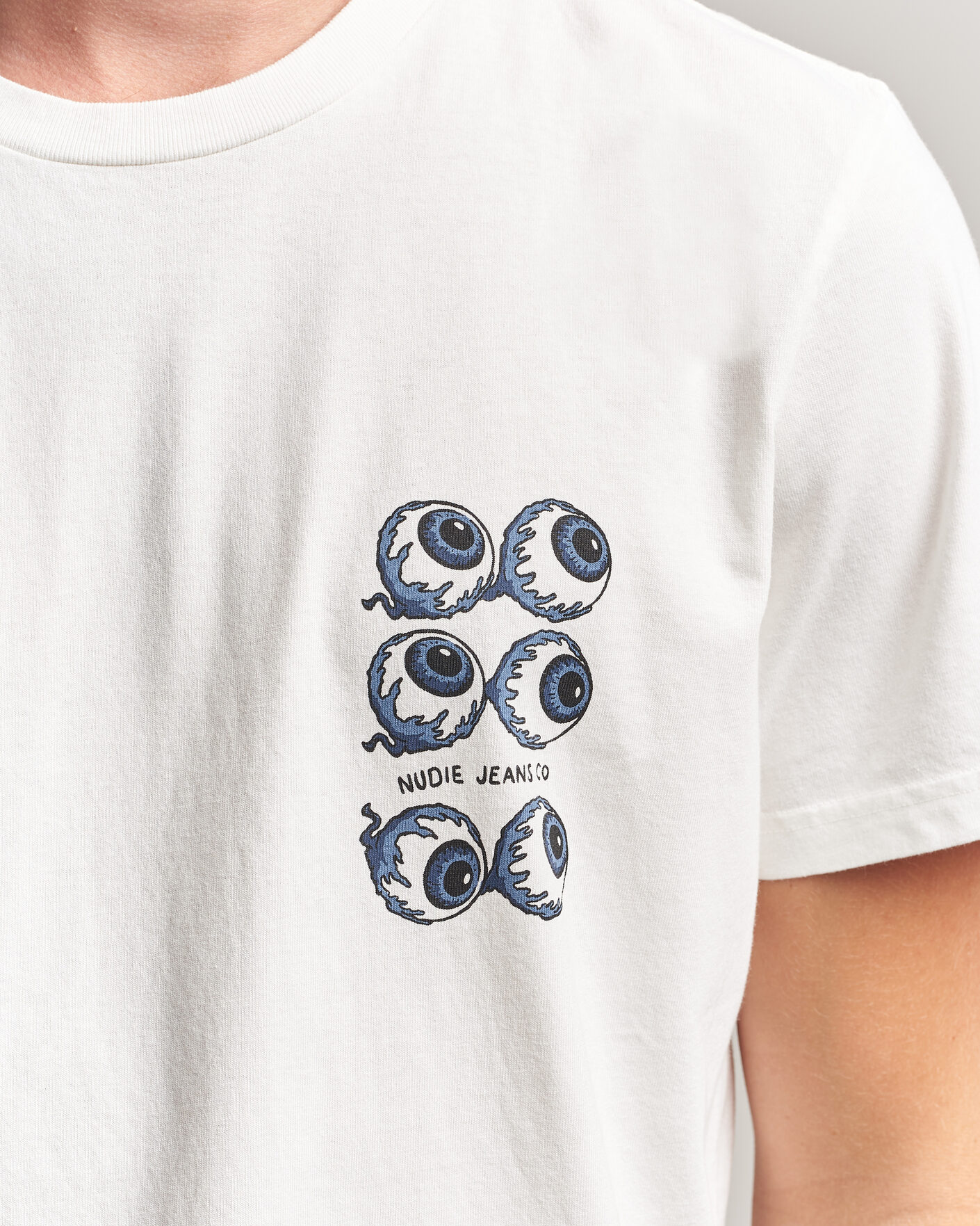 Hombres | Camisetas | Nudie Jeans | Roy Wall Crack T-Shirt Chalk White