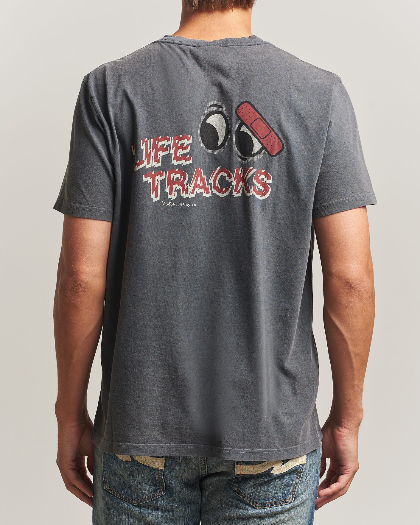 Hombres | Camisetas | Nudie Jeans | Roy Life Tracks T-Shirt Antracite