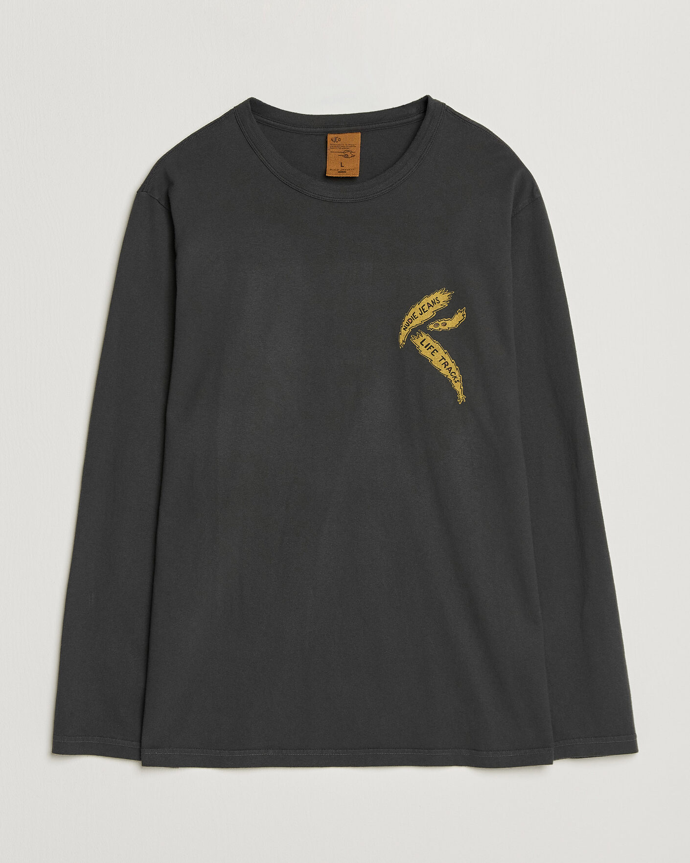 Hombres | Camisetas | Nudie Jeans | Rudi Life Tracks II Long Sleeved T-Shirt Antracite