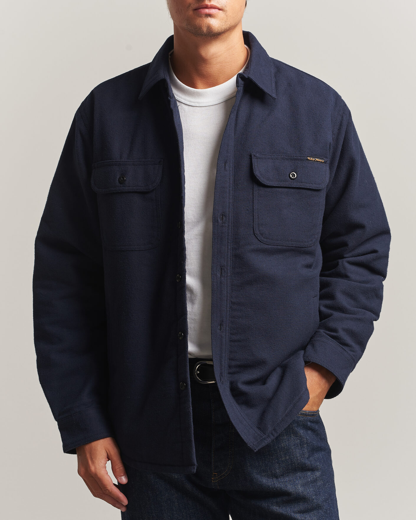 Hombres | Camisas | Nudie Jeans | Glenn Padded Overshirt Blueberry
