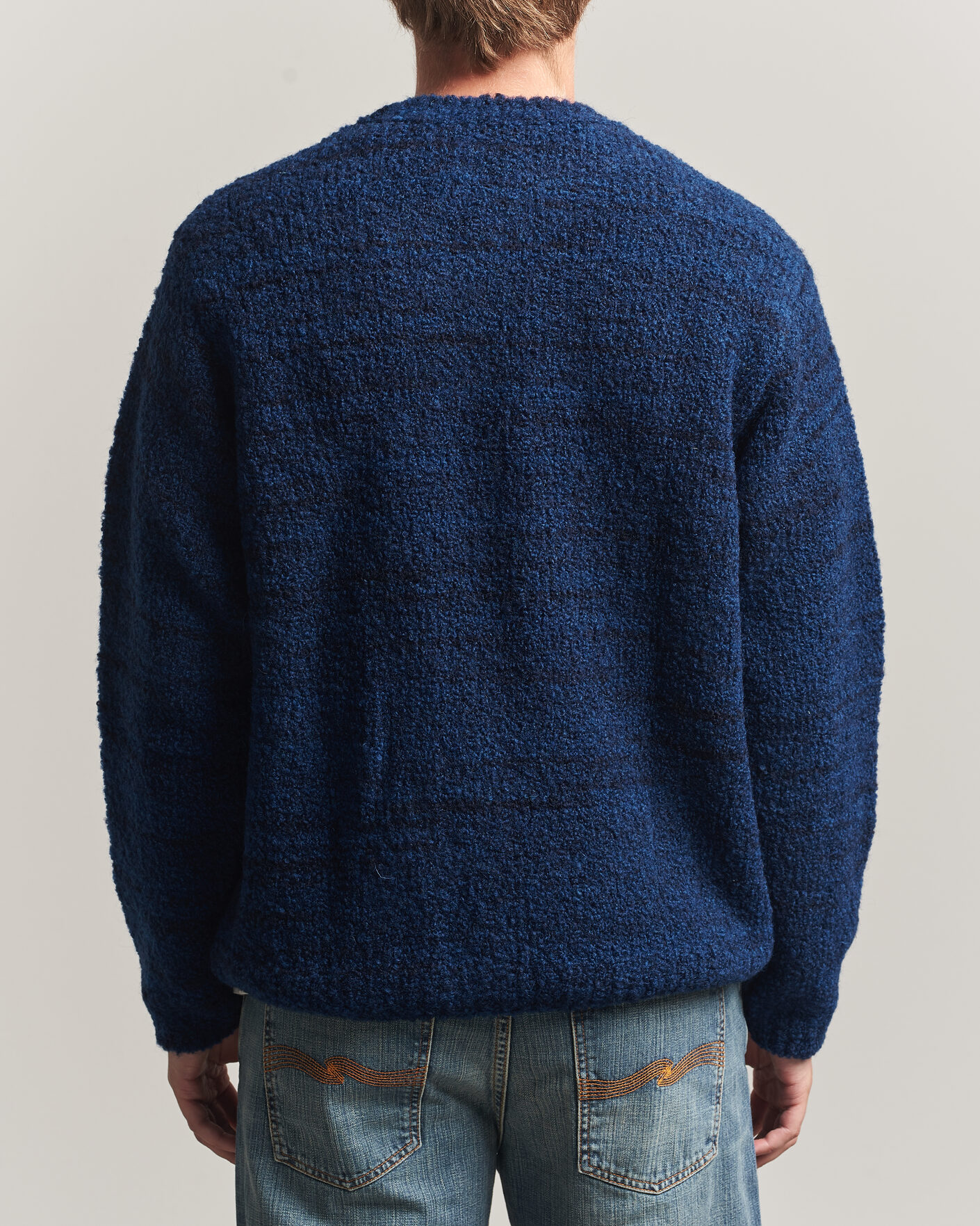 Hombres | Jerséis y prendas de punto | Nudie Jeans | Gurra Bouclé Knitted Sweater Blue Multi